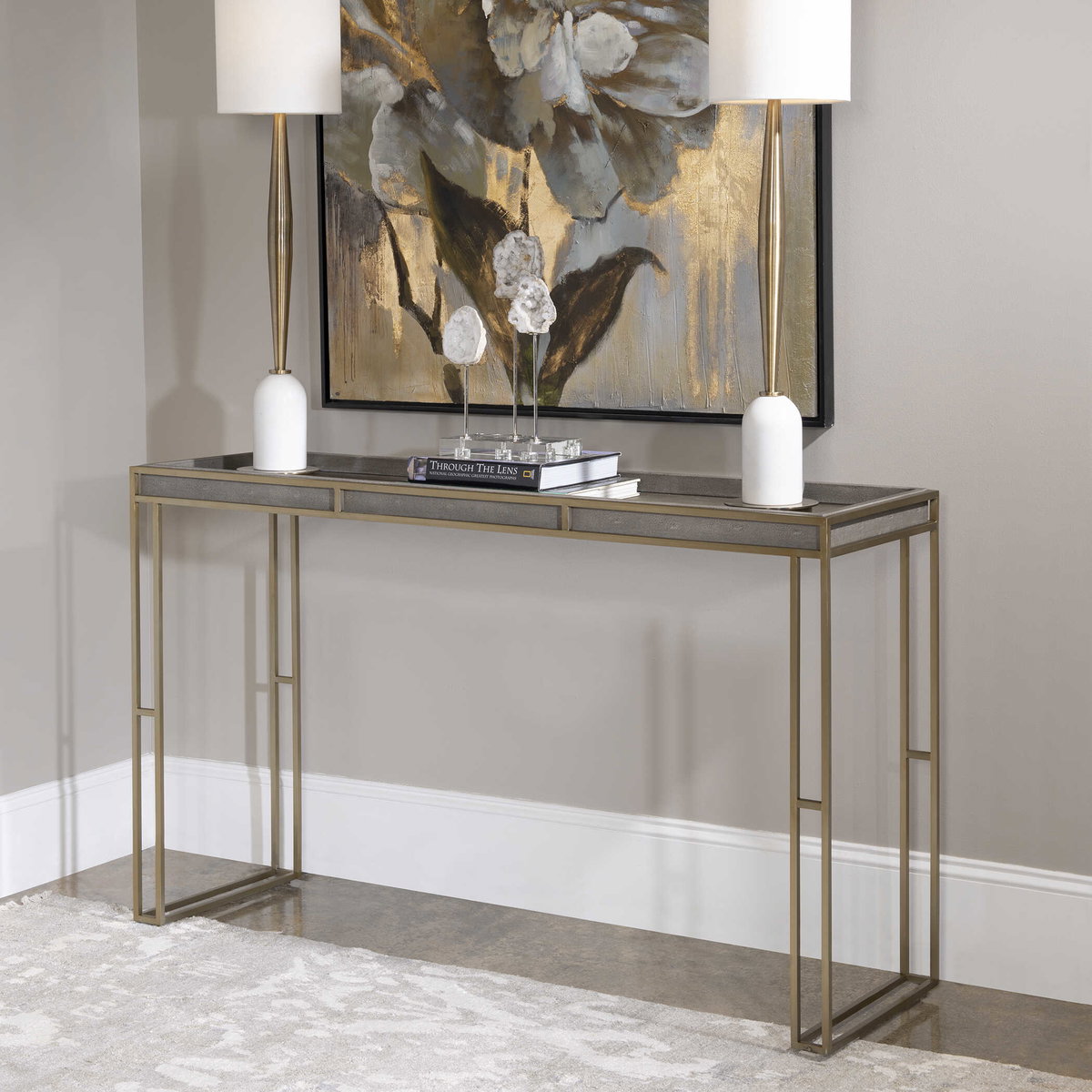 Cardew Modern Console Table, by Uttermost, 54" width x 32" height x 16" depth View 7