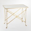 Rectangular Directoire TableBrassWhite Marble, by Global Views, 2'6.25" length x 1'7.25" width x 2'2.5" height thumbnail 1