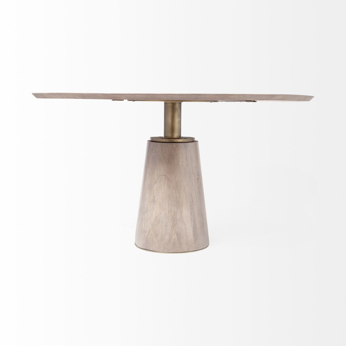 Maxwell II 54' Round Brown Solid Wood Top Brown Wood/Gold Metal Base Dining Table, by Mercana, 54" length x 54" width x 30" height View 4