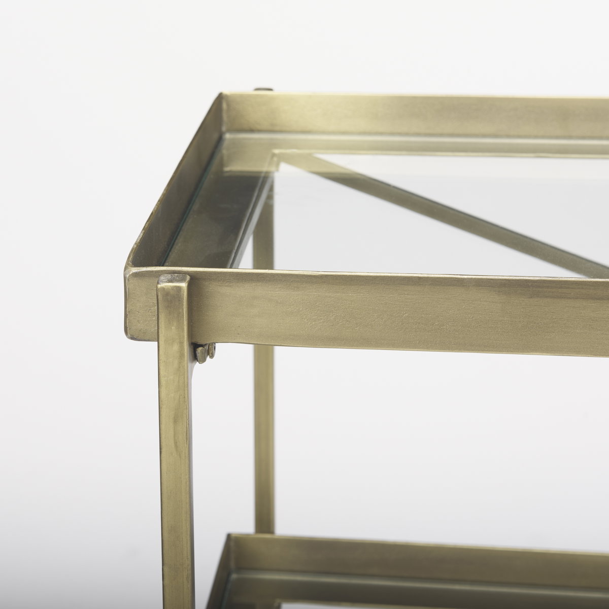 Trey  Gold Metal with Glass Console Table, by Mercana, 72" length x 16" width x 30" height View 7
