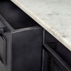 Fieri Solid Iron Black Body White Marble Top Four Drawer Kitchen Island, by Mercana, 58" length x 32" width x 36.5" height thumbnail 8