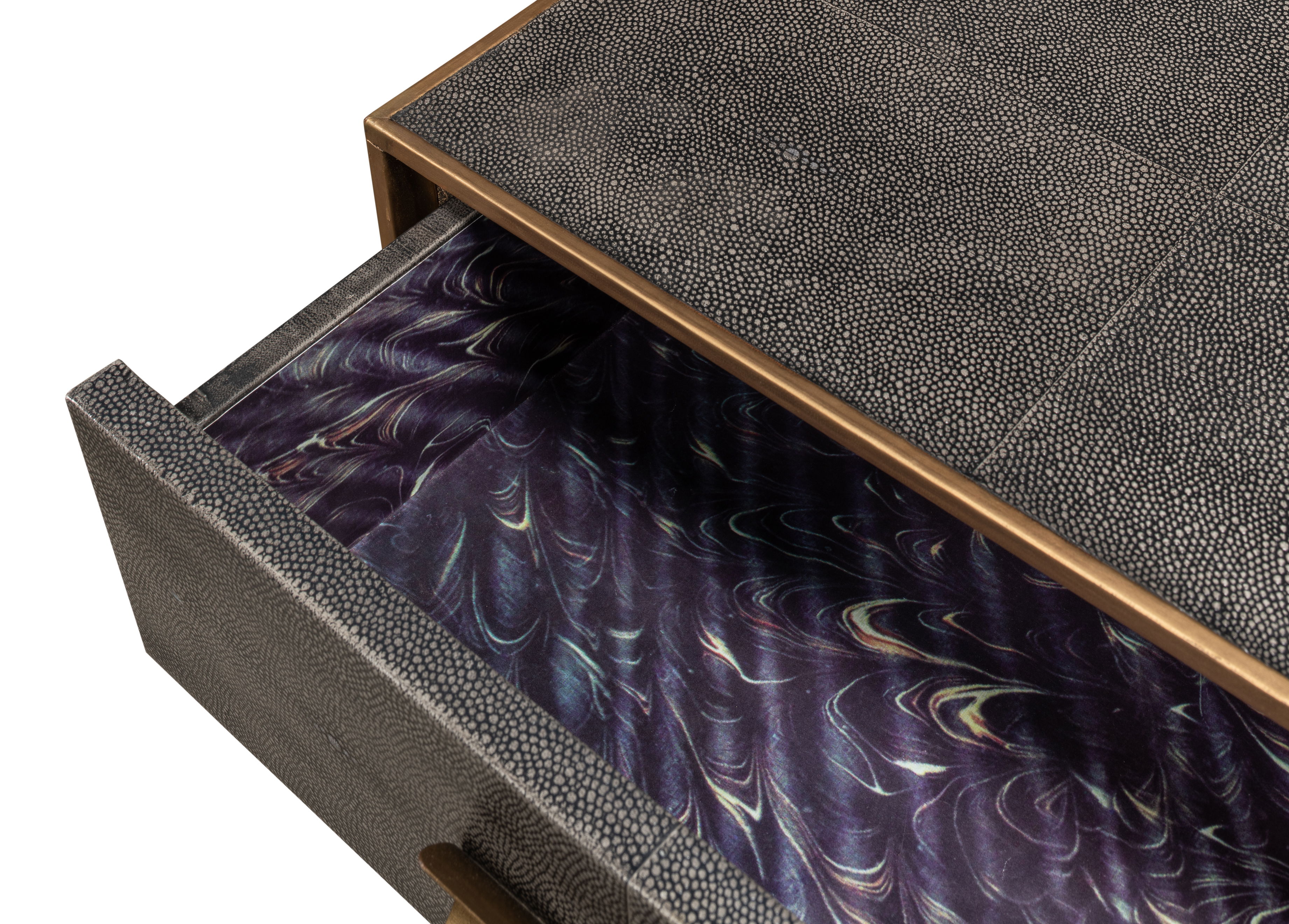 Gideon Shagreen Console Table, Ant.Grey, by Sarreid, 54" length x 12" width x 34" height View 6