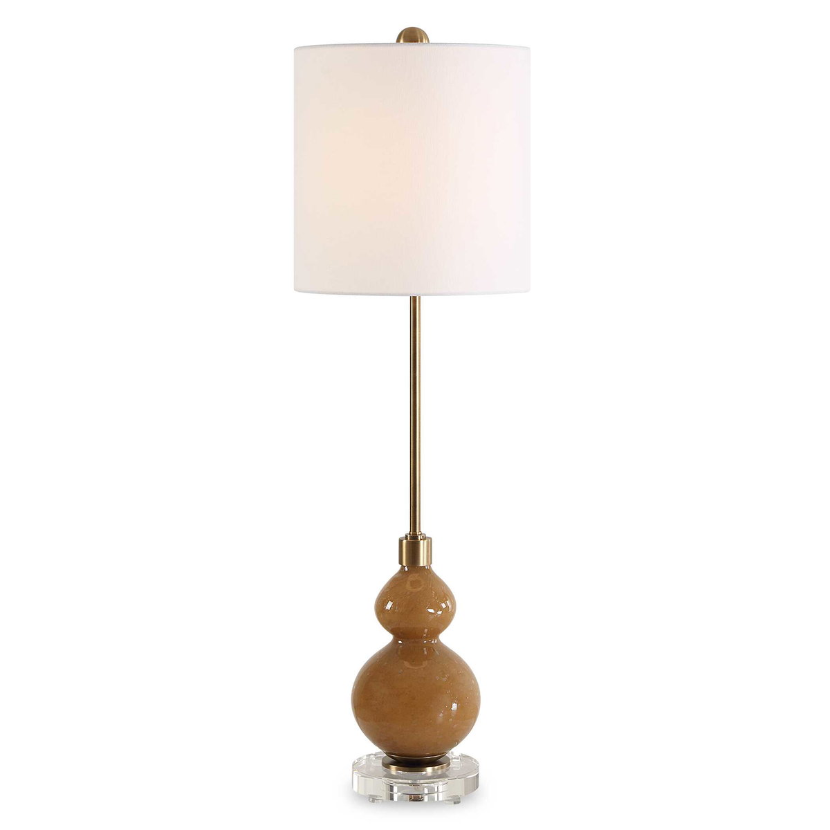 Sienna Caramel Glass Buffet Lamp, Table Lamp by Uttermost, 11" width x 36" height x 11" depth View 1