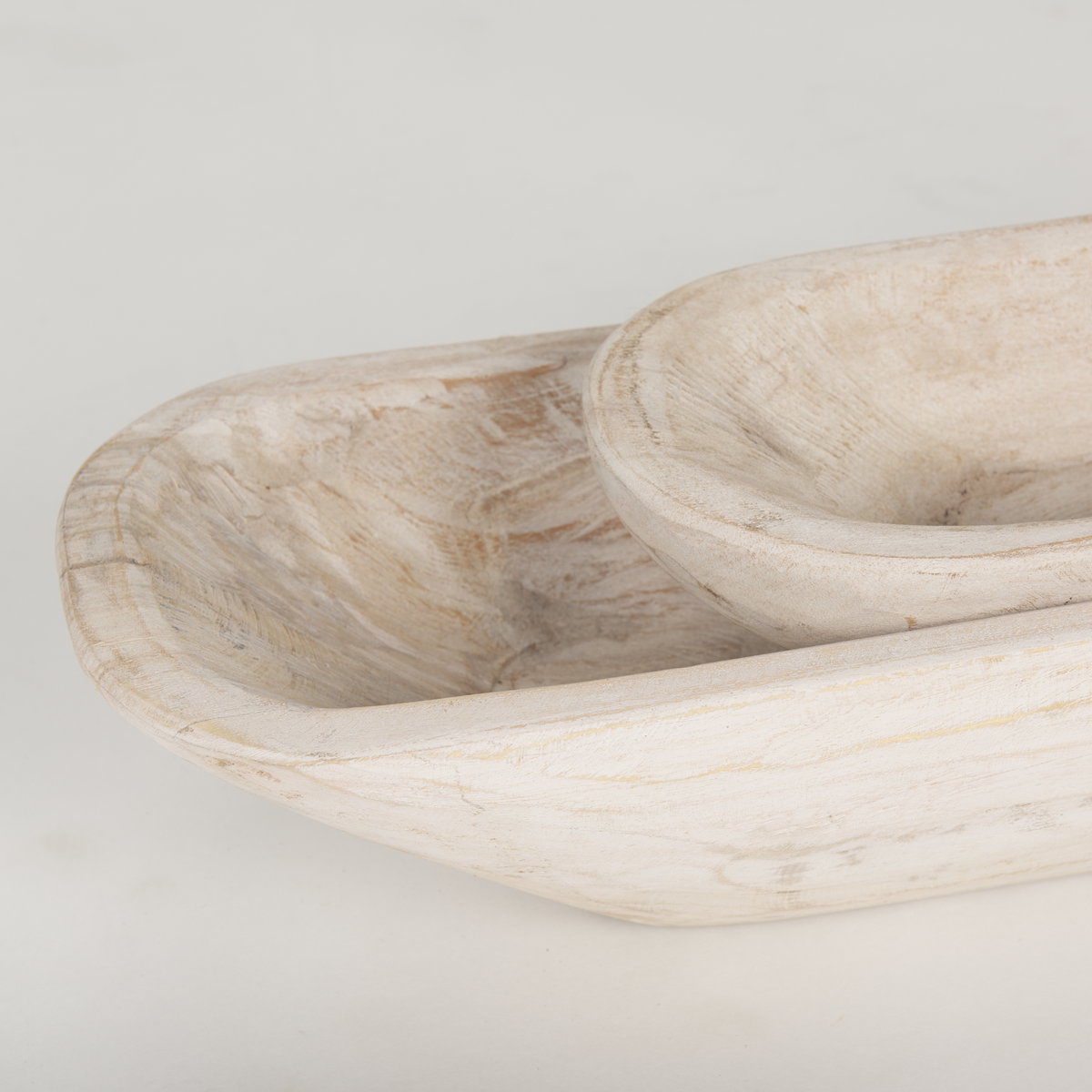 Athena Set of 2 Extra Large  Light-Wash Reclaimed Wood Trays, Decorative Tray by Mercana, 34.5" length x 7.75" width x 5" height View 7