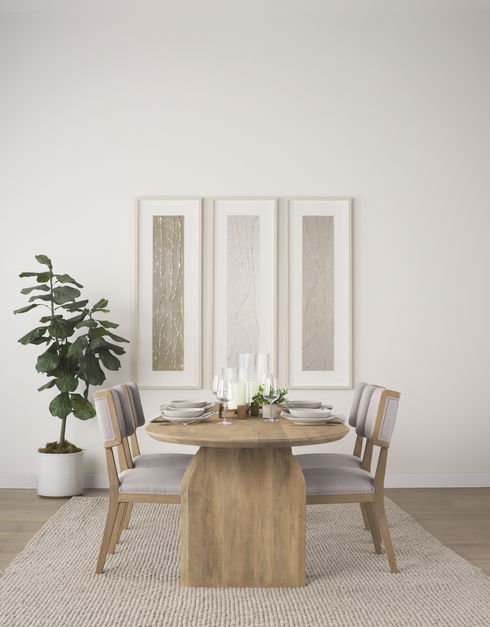 Tenton I Grey Fabric Wrap Brown Wooden Base Dining Chair