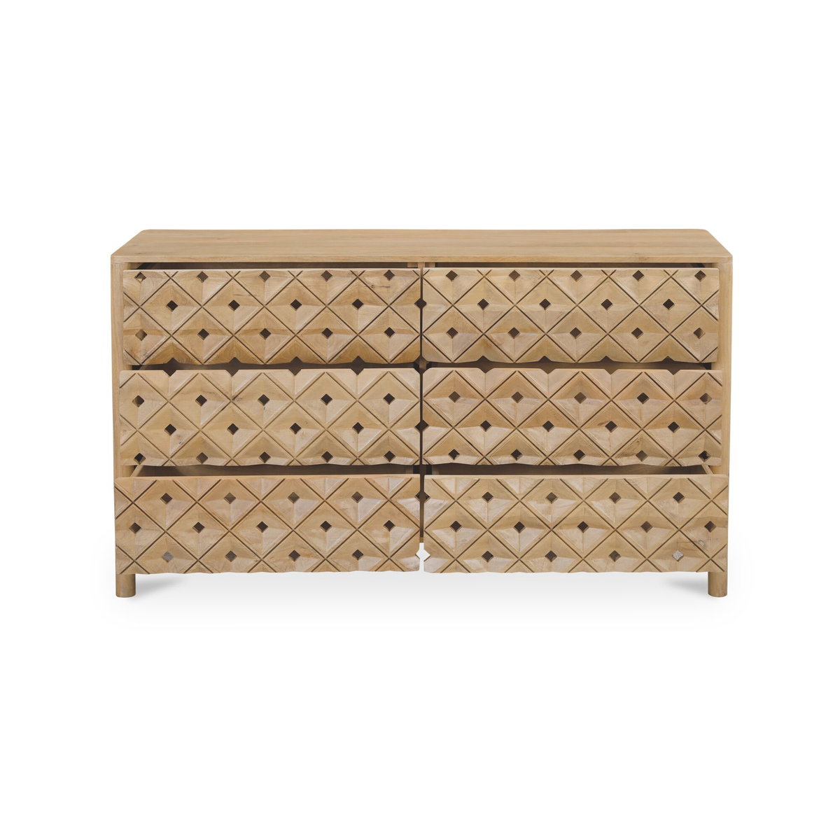 Fulton 6 Drawer Dresser Natural, by Moe's Home, 60" width x 34" height x 20" depth View 4