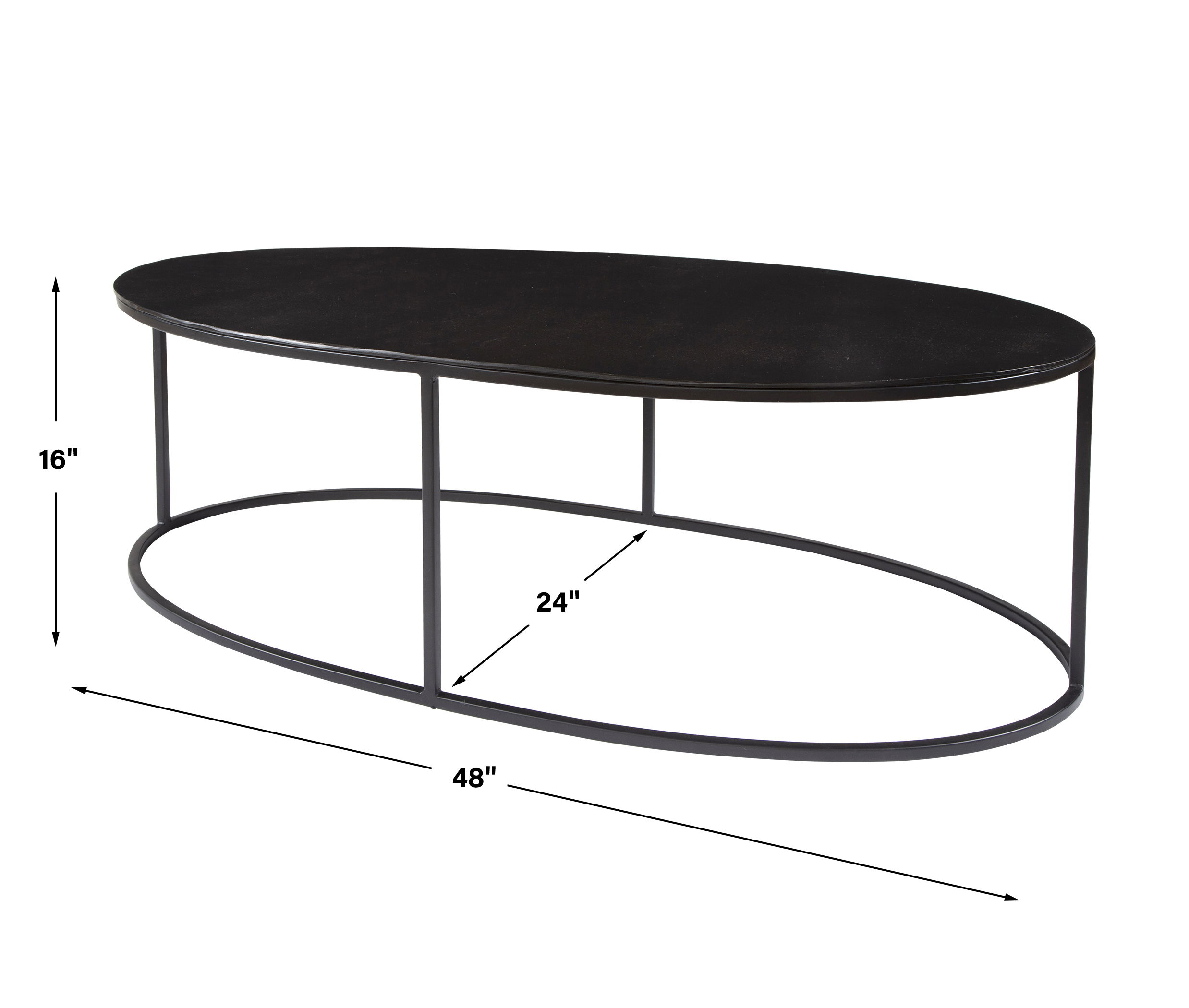 Coreene Oval Coffee Table, Furniture by Uttermost, 48" width x 16" height x 24" depth View 3