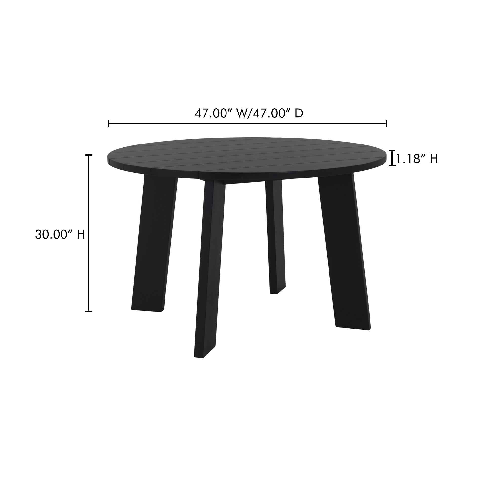 Delta Round Outdoor Dining Table Black, Outdoor Table by Moe's Home, 3'11" width x 2'6" height x 3'11" depth View 10