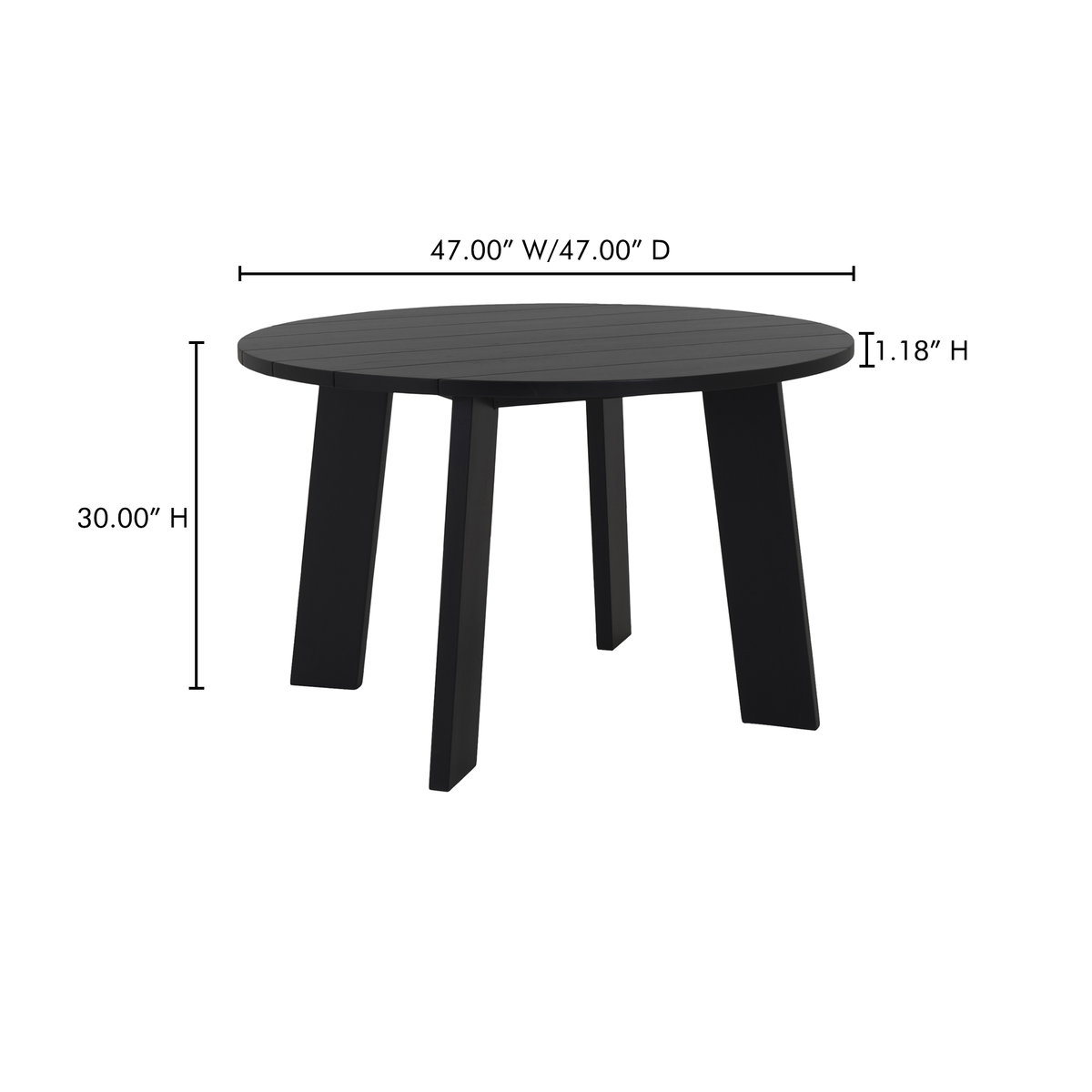 Delta Round Outdoor Dining Table Black, Outdoor Table by Moe's Home, 3'11" width x 2'6" height x 3'11" depth View 10