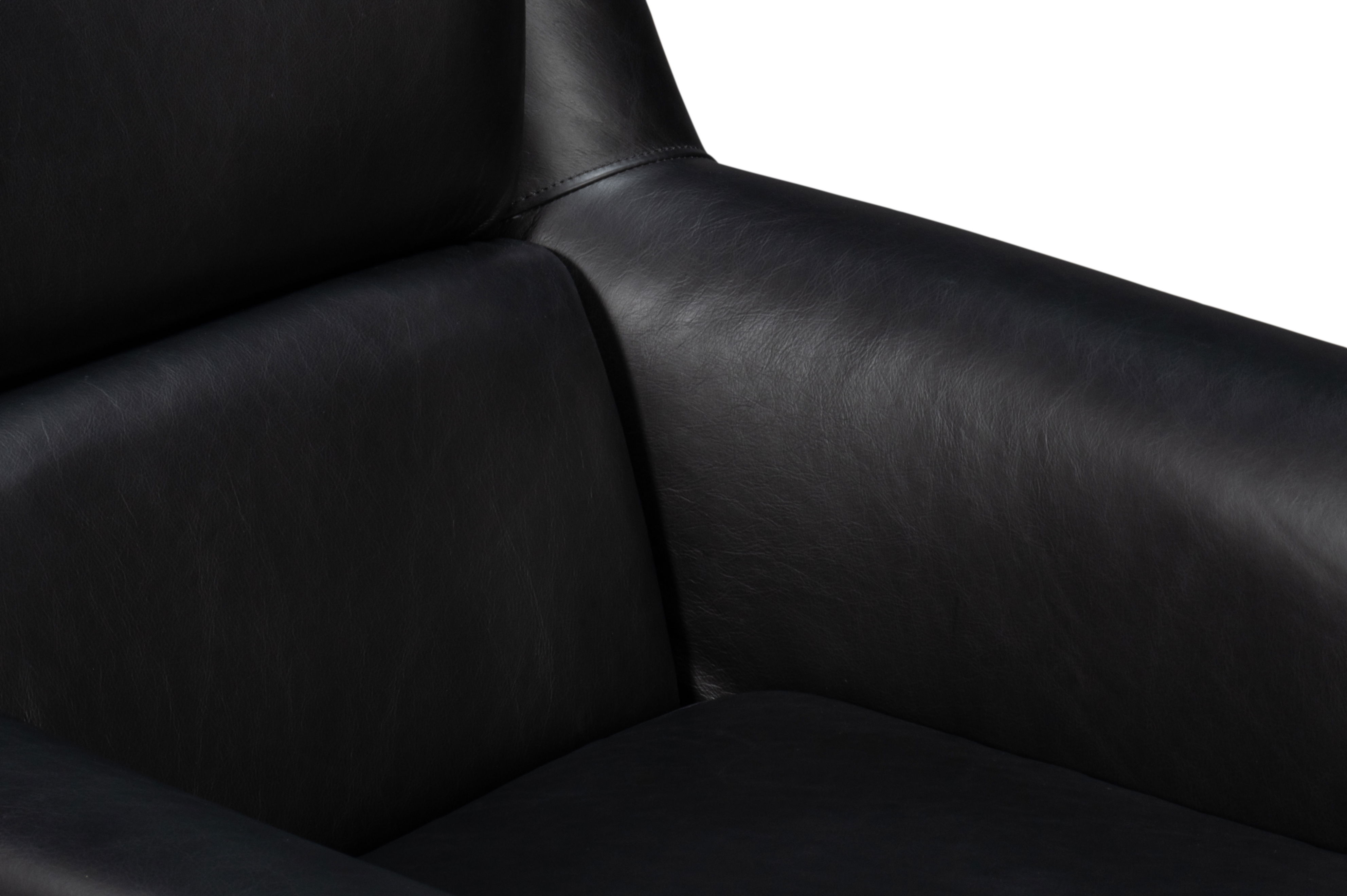 Baker Leather Swivel Chair, Onyx Black large image 