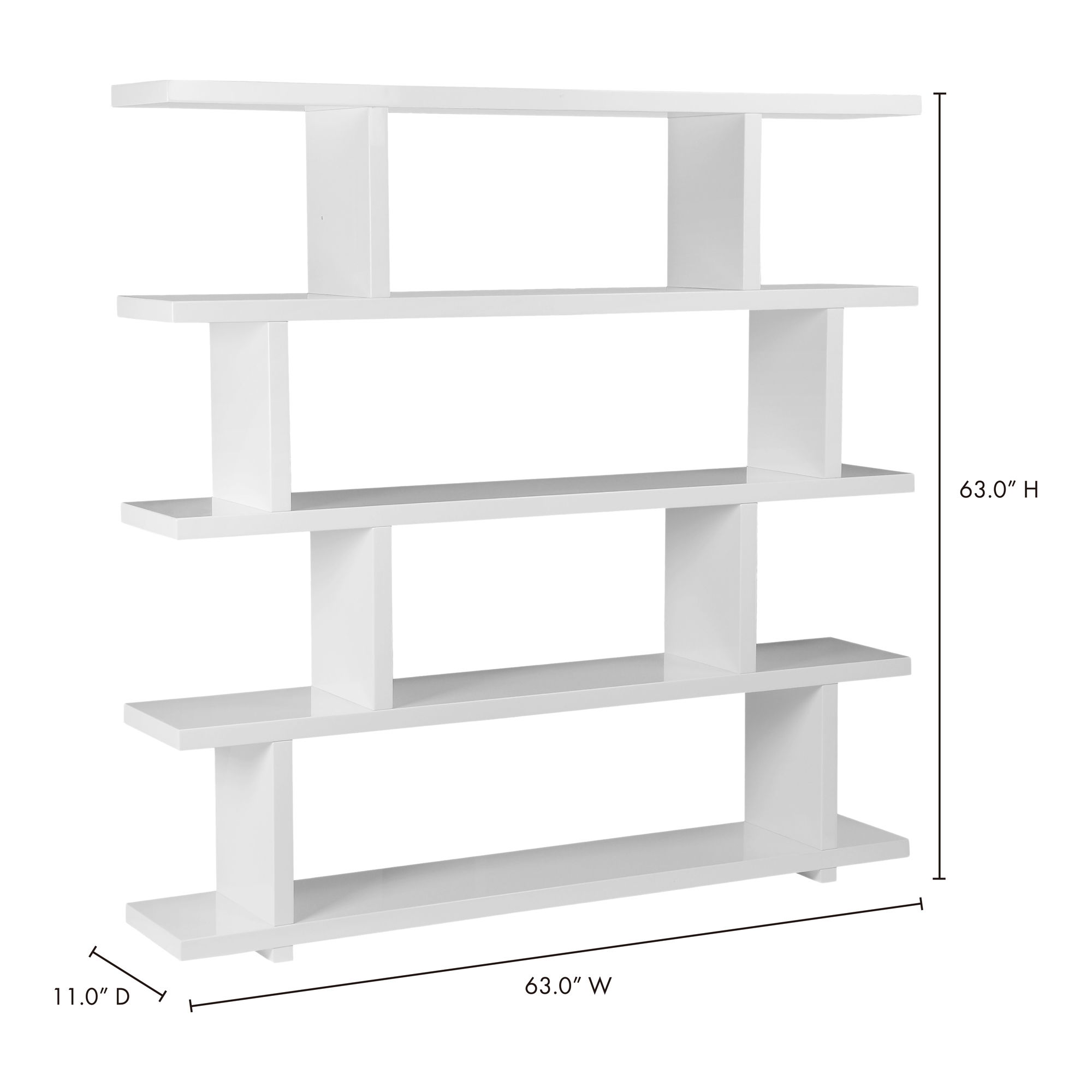 Miri Large Shelf White, Shelving & Bookcase by Moe's Home, 63" width x 63" height x 11" depth View 7