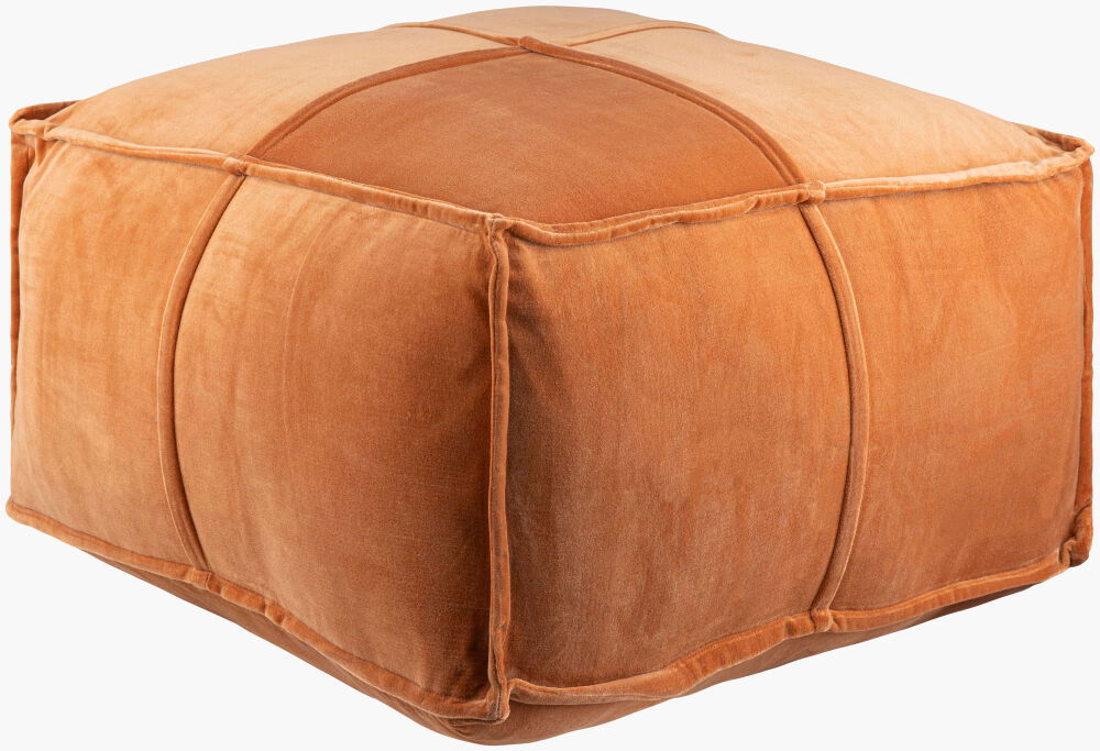 Cotton Velvet Pouf, Ottoman by Surya, 24" width x 13" height