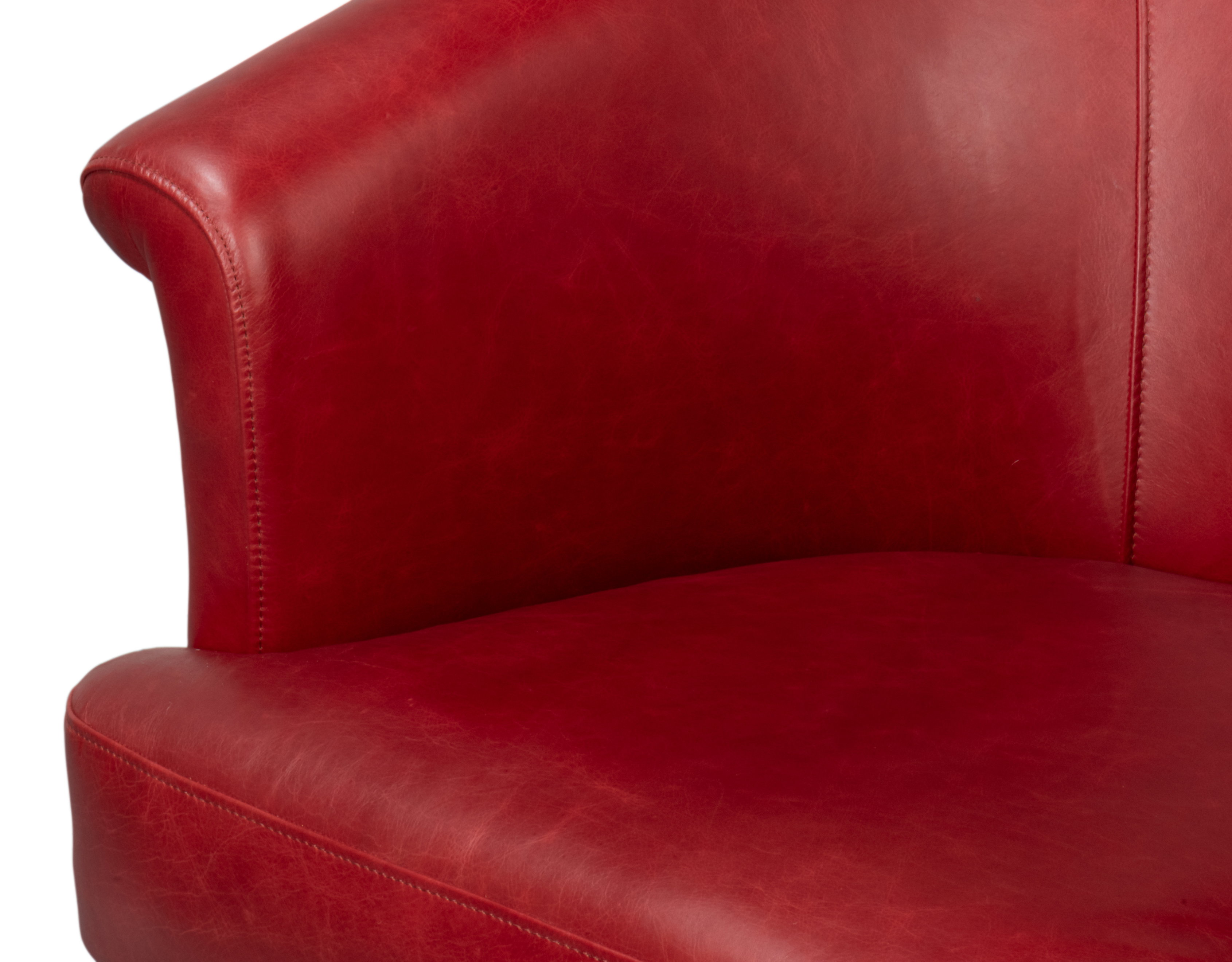 Nagel Distilled Leather Chair,New Rouge, Seating by Sarreid, 30" length x 33" width x 2" height View 7