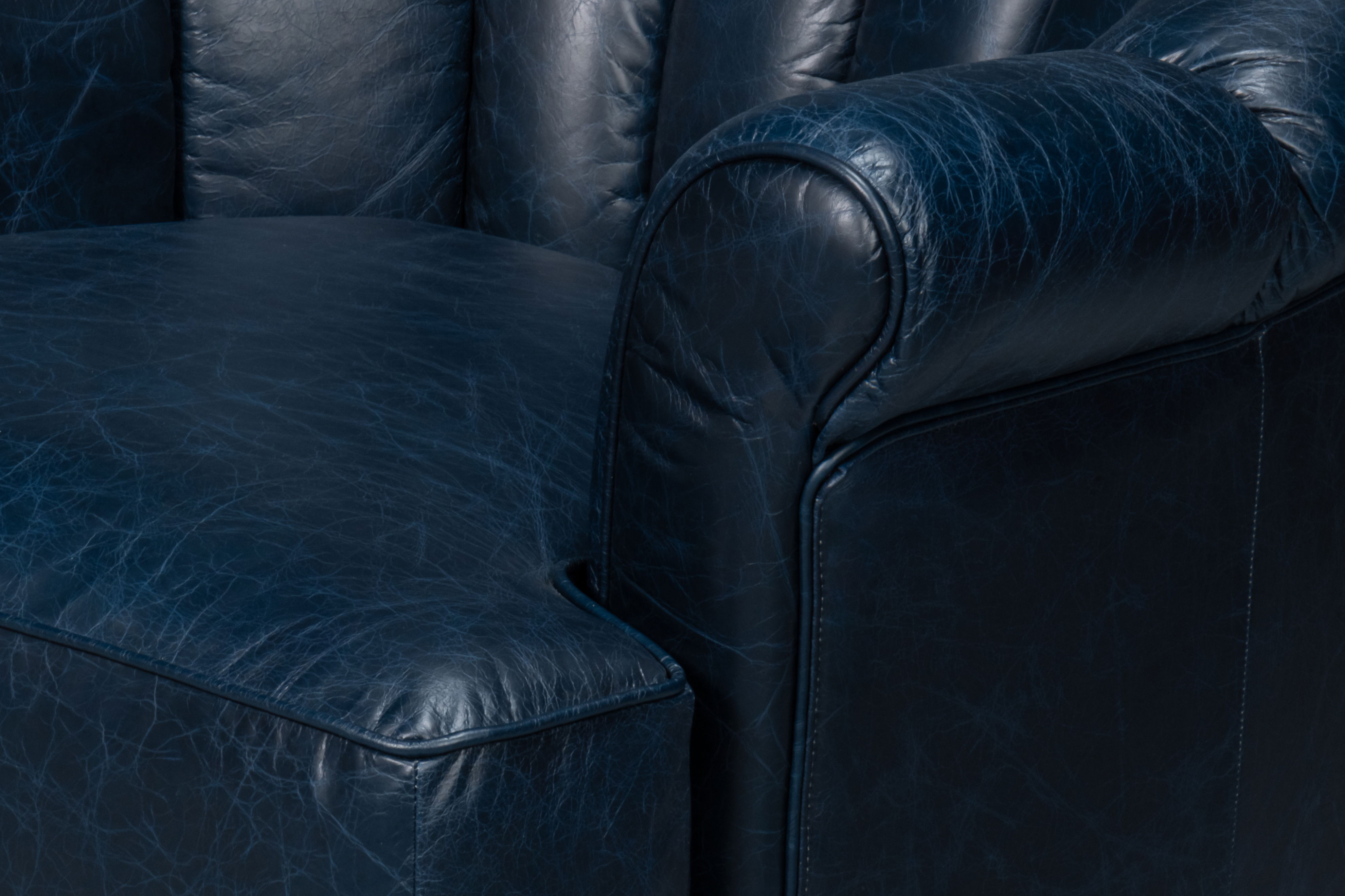Scoth Swivel Chair In Distilled Lthr,Blu large image 