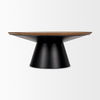 Mitchell 40.0L x 40.0W x 16.0H Black Metal Pedestal Base with Brown Wood Top Coffee Table thumbnail 4