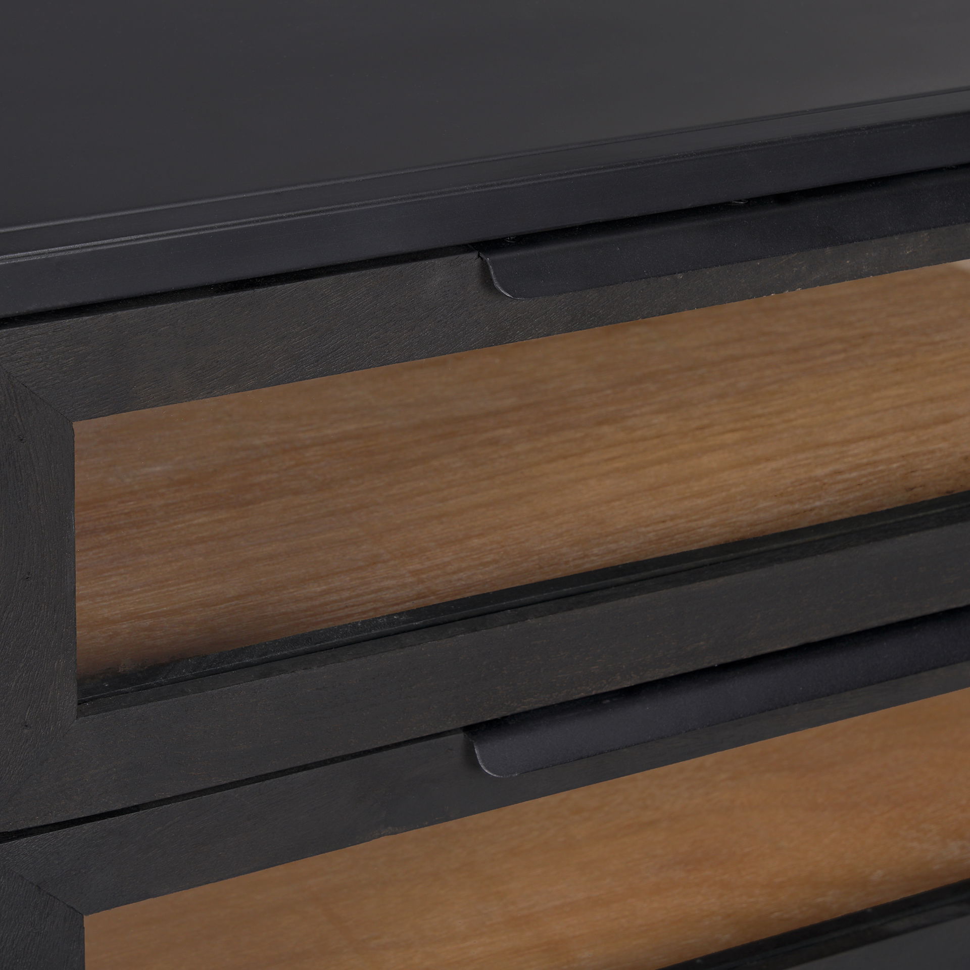 Sloan Black Wood with Black Metal Frame Side Table, Side & End Table by Mercana, 28" length x 17.5" width x 26.25" height View 9