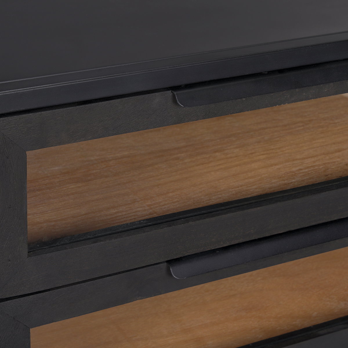 Sloan Black Wood with Black Metal Frame Side Table, Side & End Table by Mercana, 28" length x 17.5" width x 26.25" height View 9