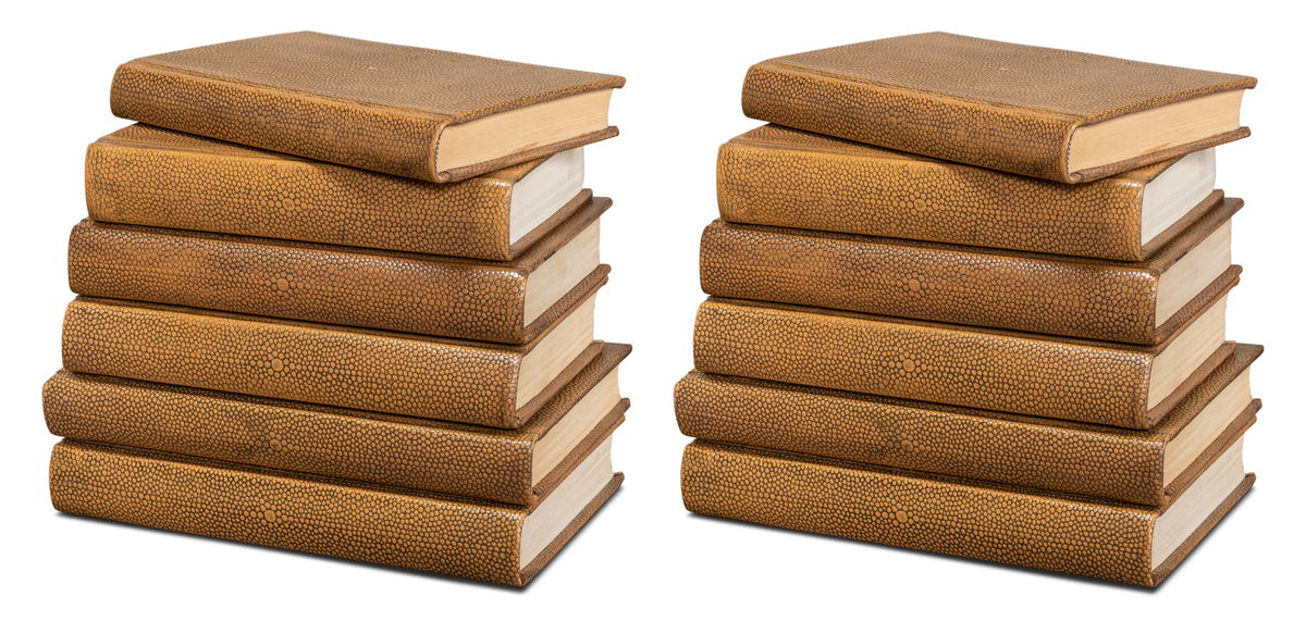 Shagreen Books  Set Of 12  Tawny Brown, by Sarreid, 1" length x 5" height View 1