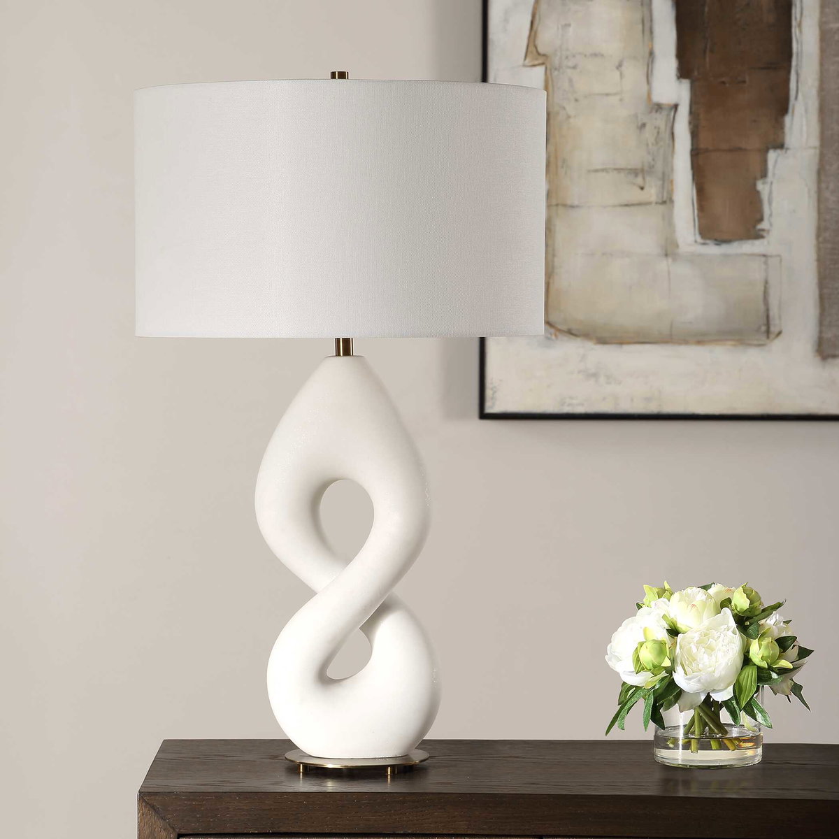 Meridian Ivory Stone Table Lamp, by Uttermost, 1'5" width x 2'5" height x 1'5" depth View 4