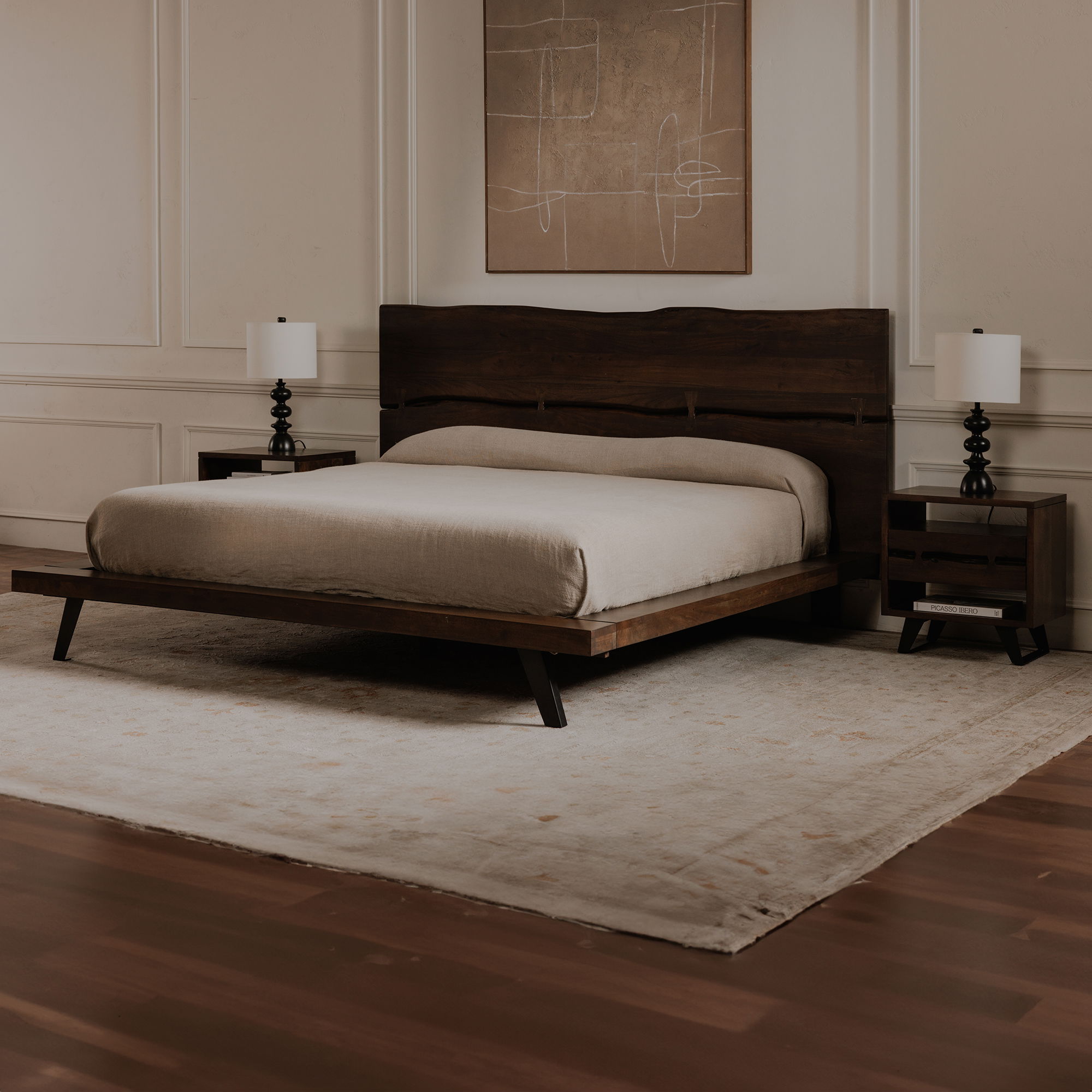 Madagascar King Platform Bed Dark Brown, by Moe's Home, 91.5" width x 48" height x 89" depth View 11