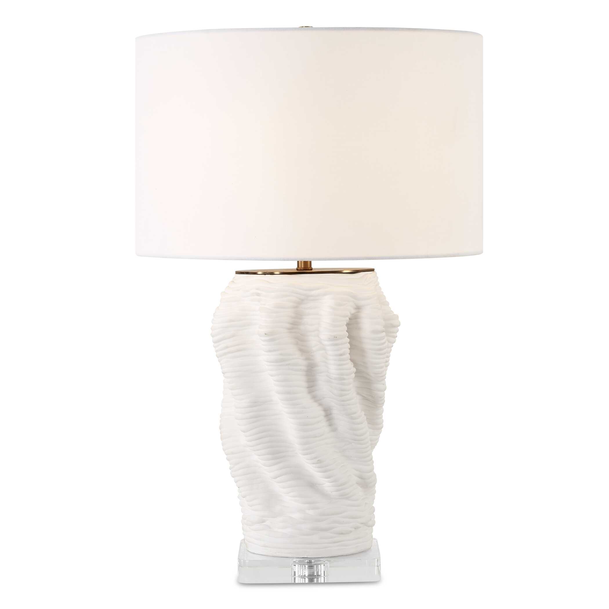 Stratified White Table Lamp, by Uttermost, 18" width x 28" height x 18" depth View 1