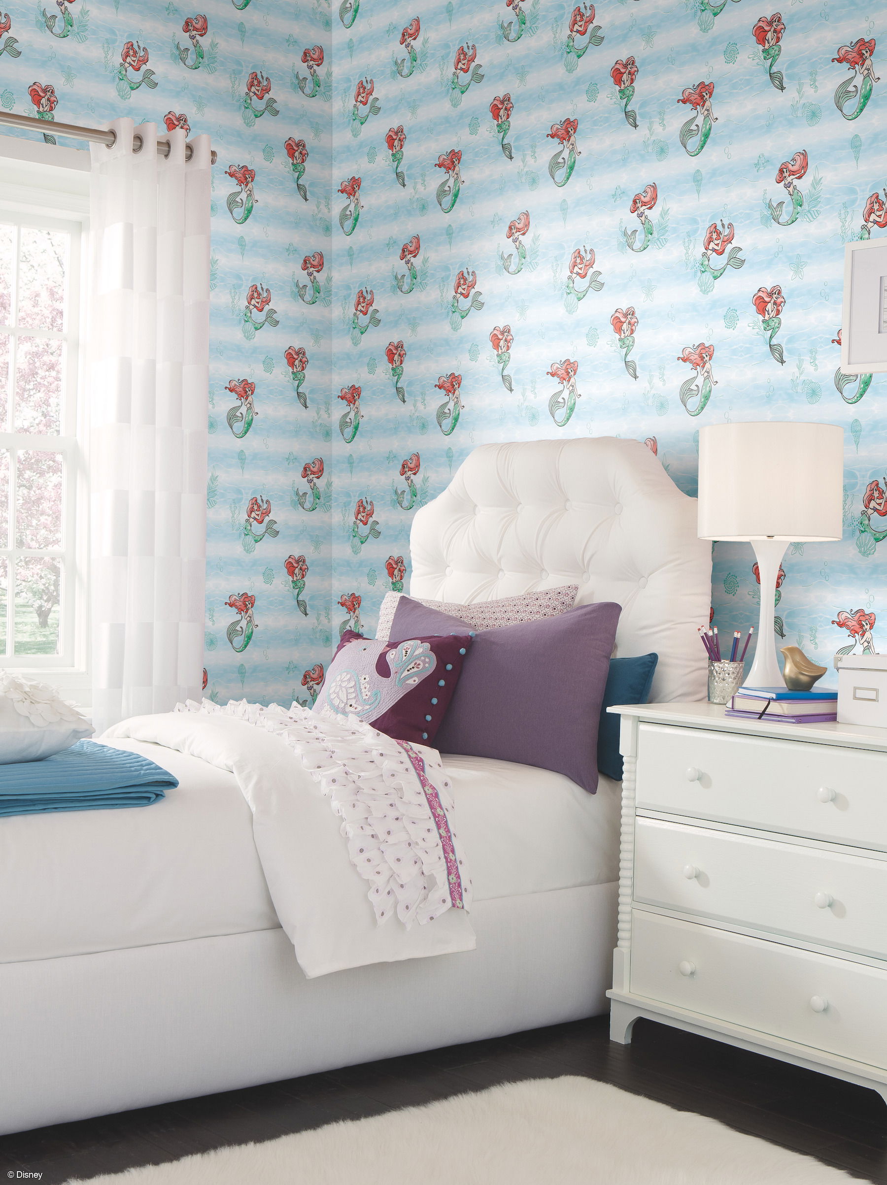 Disney The Little Mermaid Swim Teal Wallpaper, by York Wall, 33' length x 1'8.5" width x 0.02" depth View 2