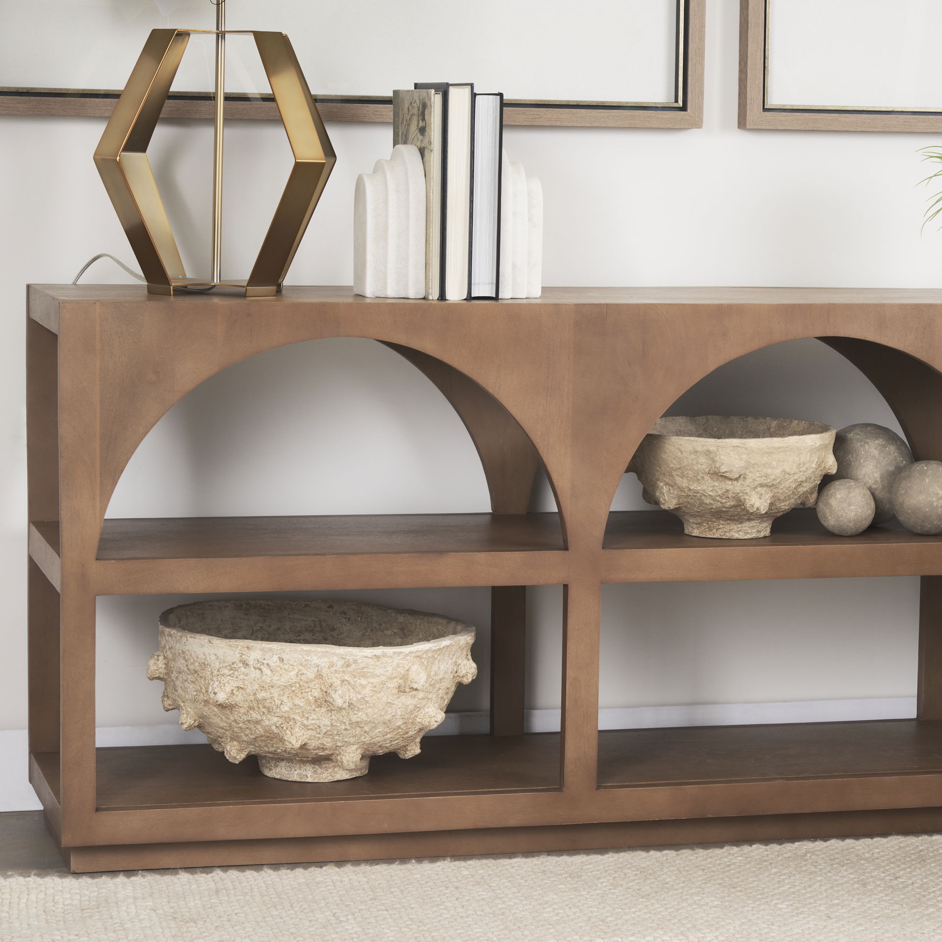 Sonam Set of 2 Beige Paper Mache Spiked Bowls large image 