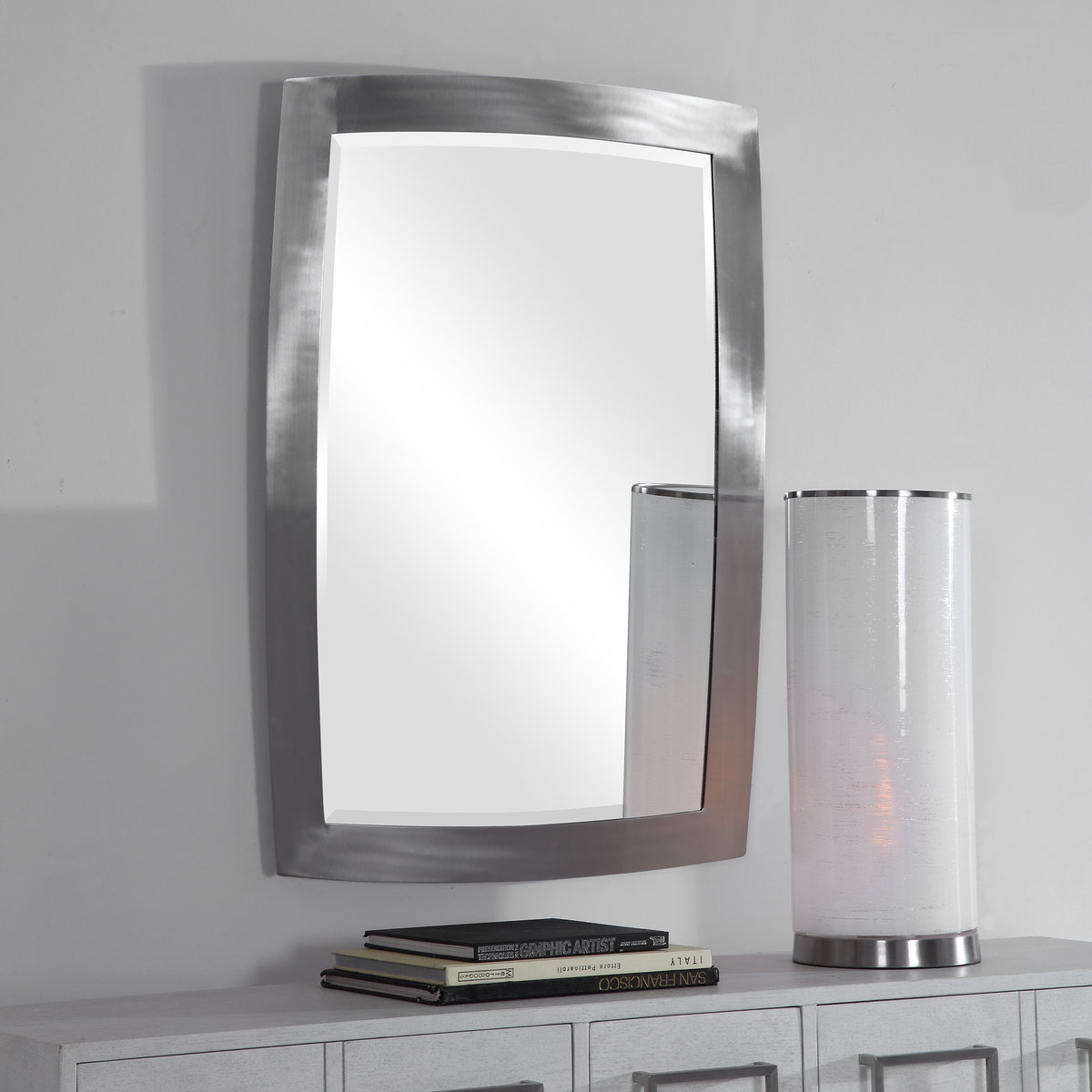 Haskill Brushed Nickel Mirror, by Uttermost, 24" width x 34.25" height x 1.25" depth View 6