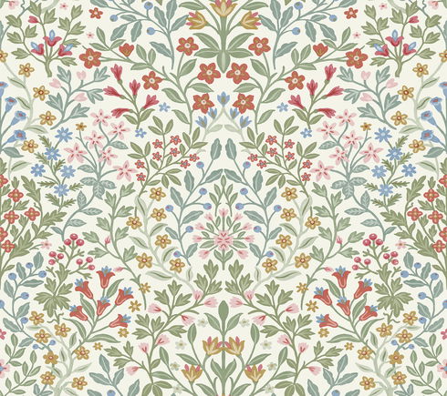 Garden White & Multicolor Terrace Wallpaper