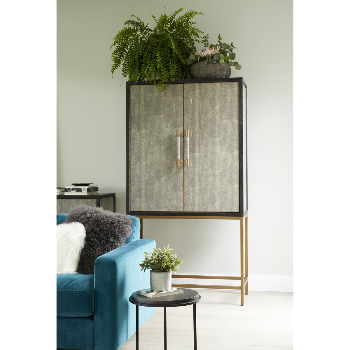 Mako Bar Cabinet Grey, Cabinets & Sideboard by Moe's Home, 38" width x 71" height x 18" depth View 10