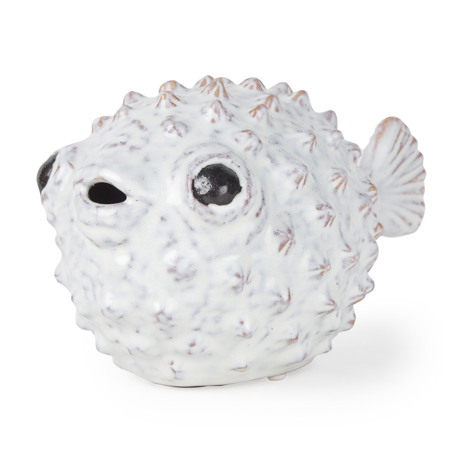 Spike II (Large) 10L x 6W Off-White Ceramic Puffer Fish, Decorative Object by Mercana, 10.24" length x 5.51" width x 5.51" height View 1