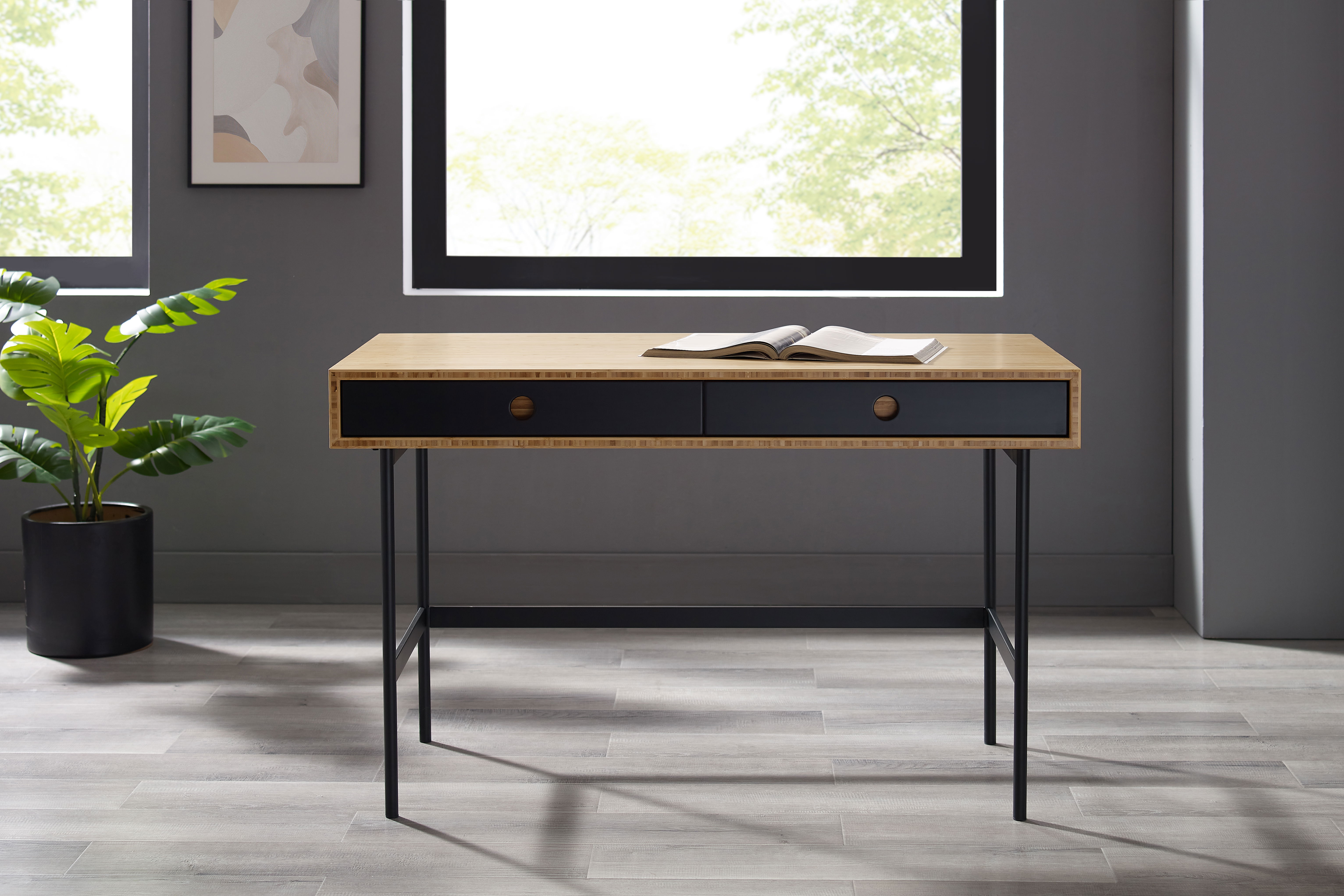 Santa Cruz Desk, Wheat, File Storage by Greenington, 48" length x 24" width x 30" height View 6