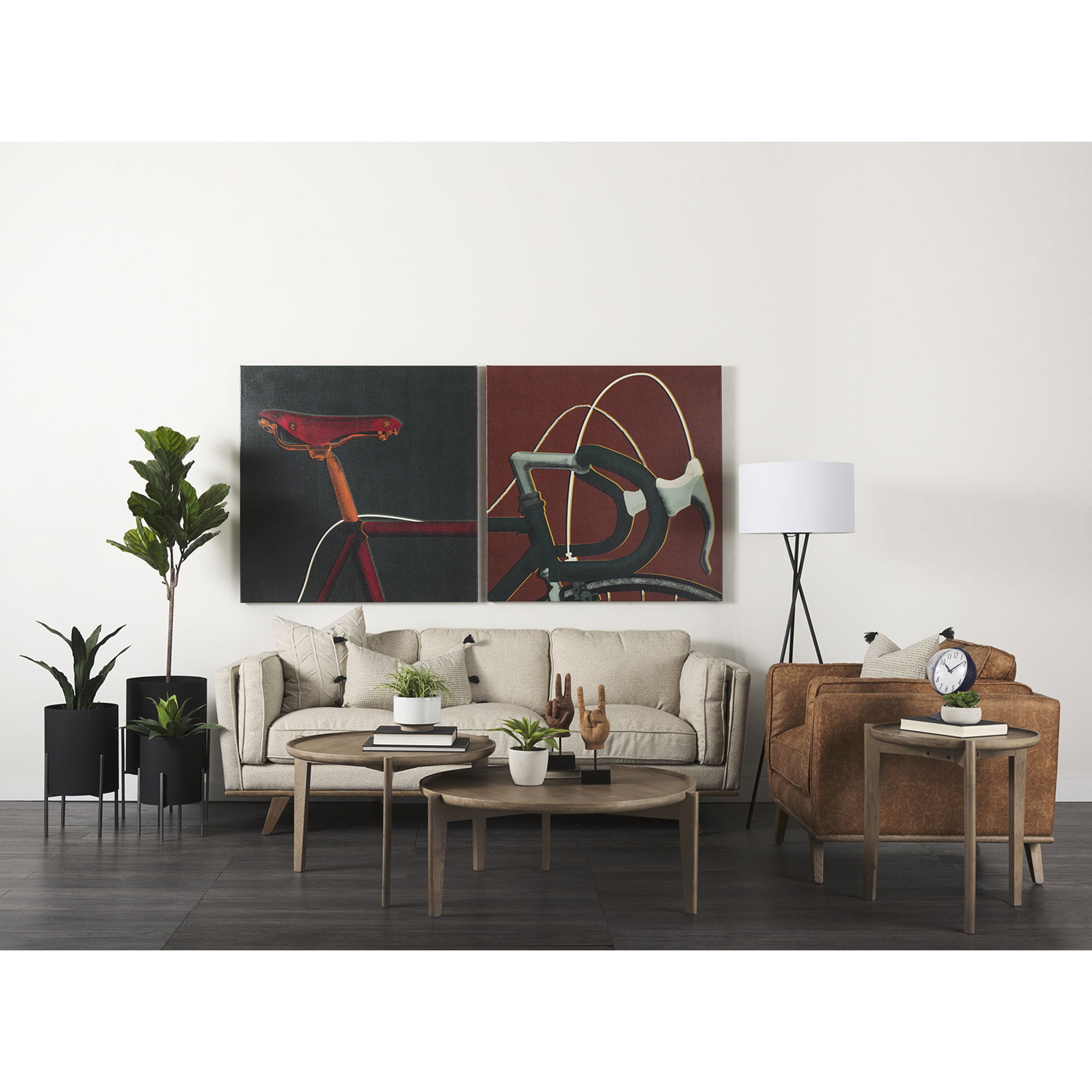 Cleaver (Set of 2) 40' & 31' Round Brown Solid Wood Nesting Coffee Tables, by Mercana, 39.5" length x 39.5" width x 16" height View 4