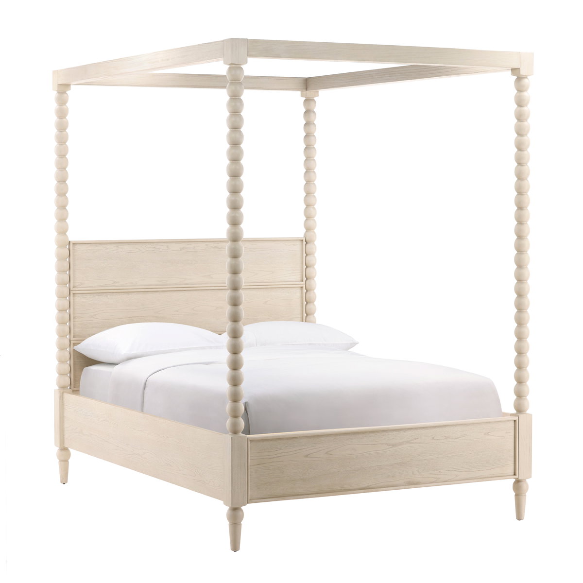 Marcellina Bed Queen Whitewash, by Dovetail, 64.5" width x 90" height x 87.3" depth View 1