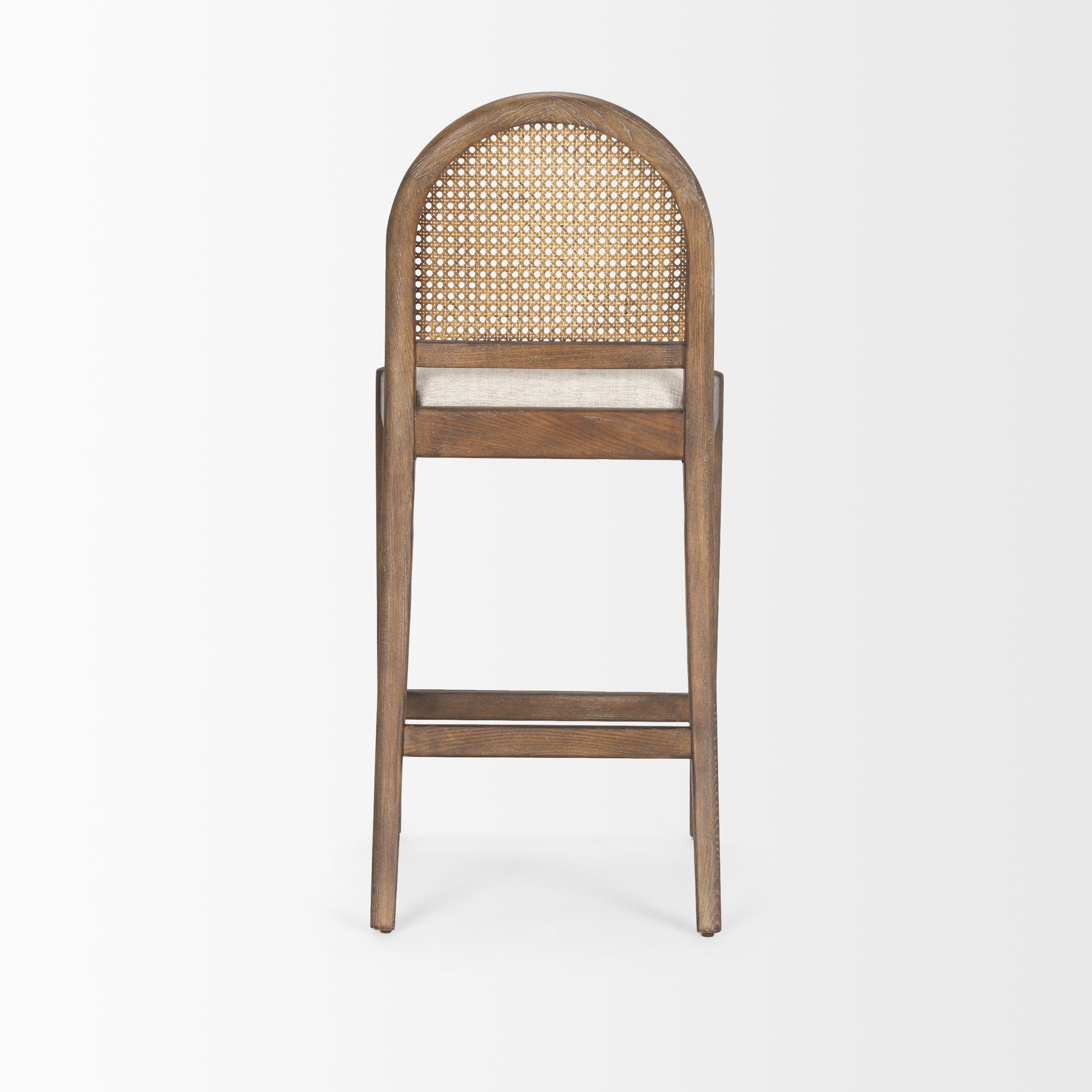 Elle Rounded Caneback Medium Brown Wood with Oatmeal Fabric Counter Stool large image 