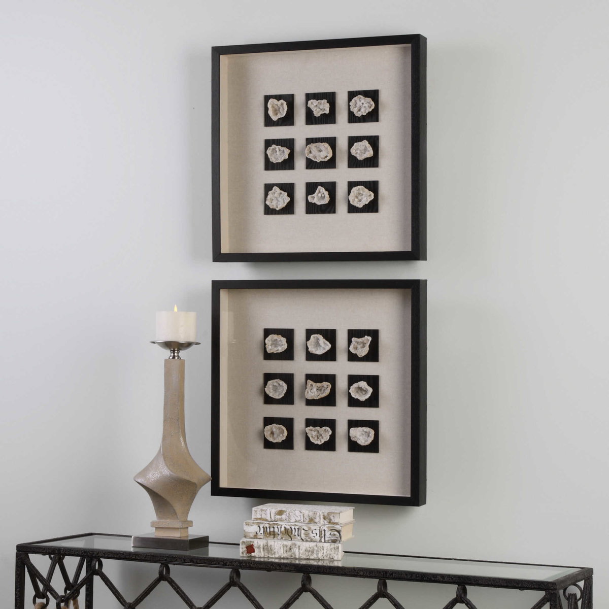 Geode Linen Shadow Box, Sculptural Wall Art by Uttermost, 21.62" width x 21.62" height x 2.37" depth View 4