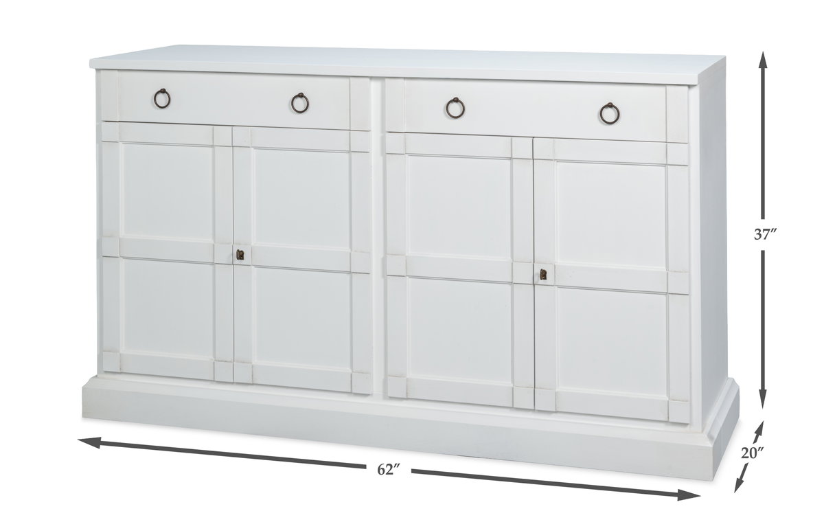 Center Media Base  Cortina White, by Sarreid, 1'8" length x 5'2" width x 3'1" height View 12