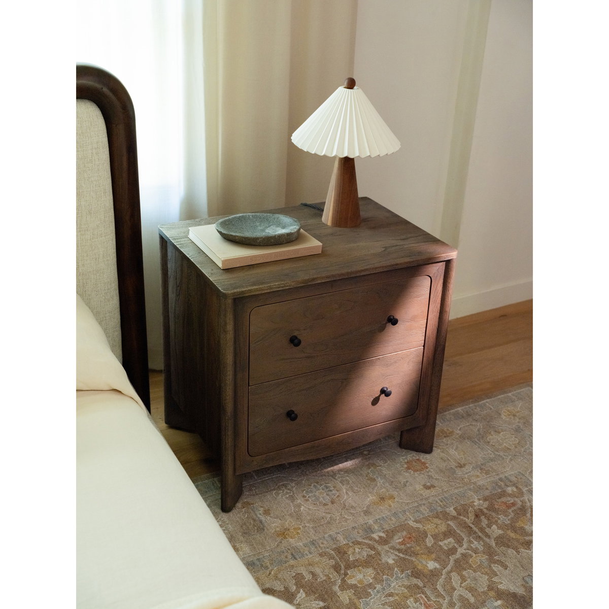 Mabel Nightstand Dark Brown, by Moe's Home, 27.5" width x 25.25" height x 19.5" depth View 9