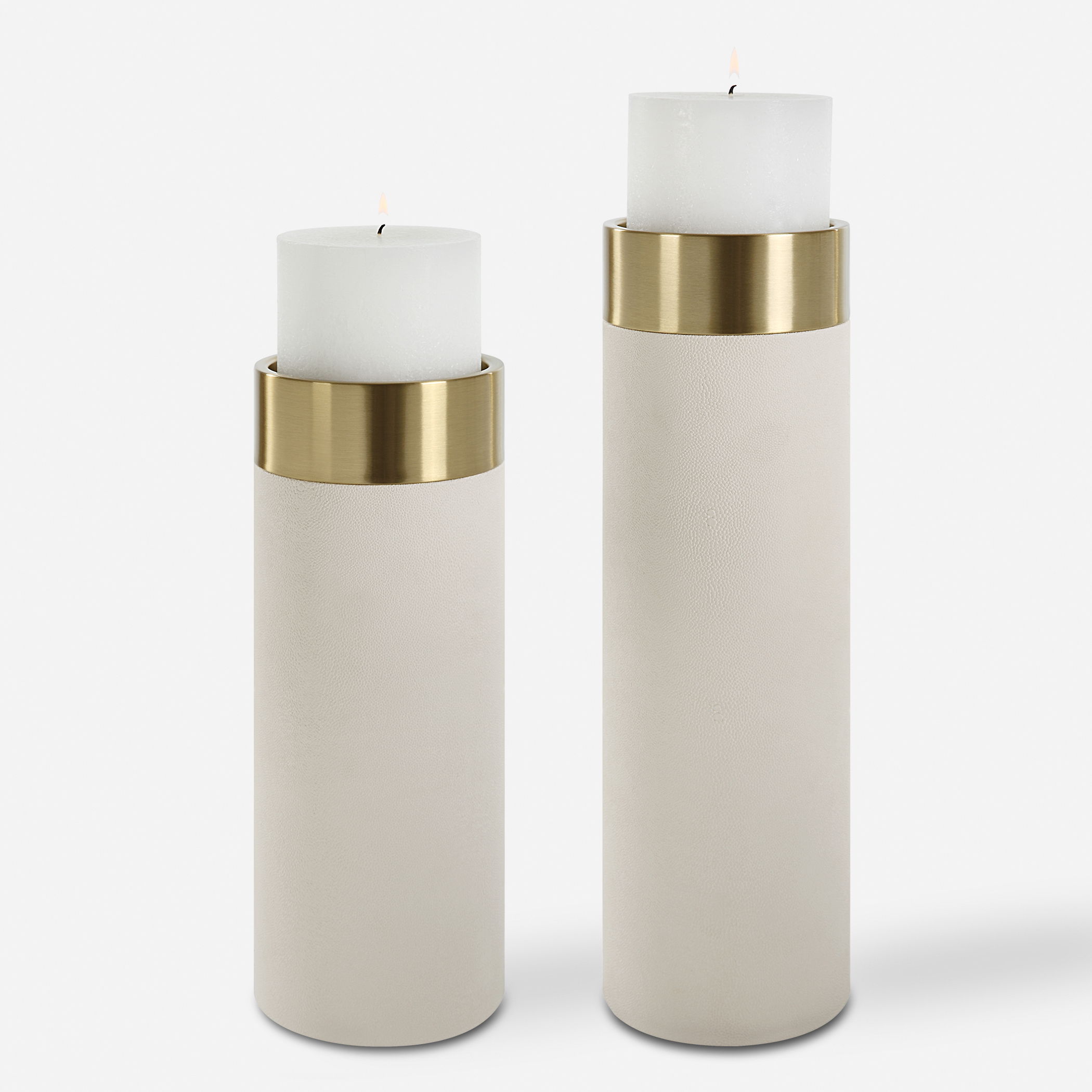 Wessex White Pillar Candleholders Set Of 2 large image 