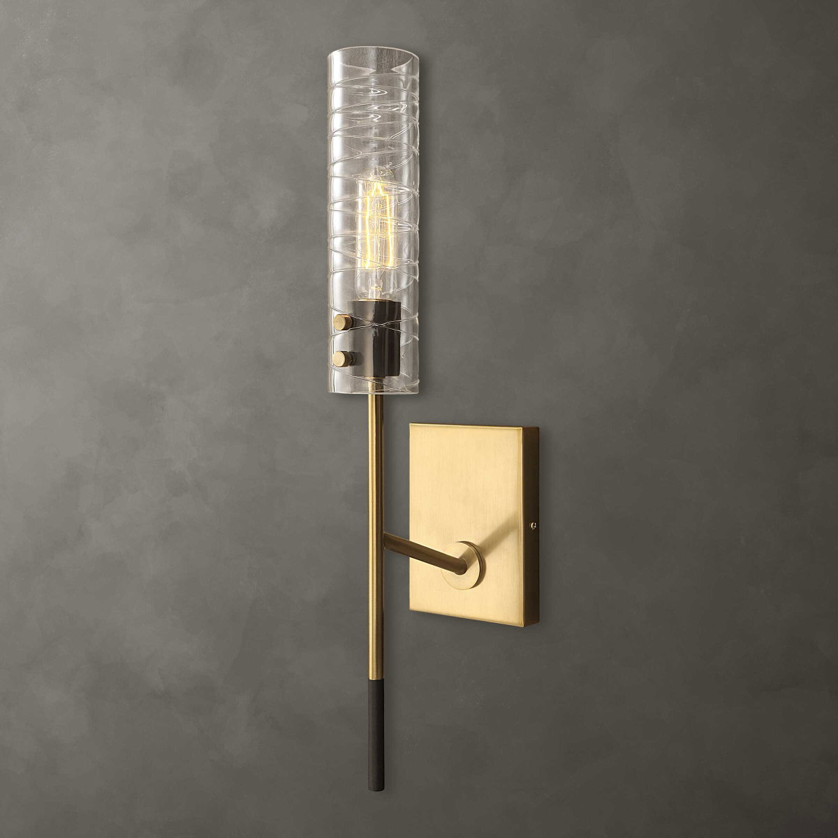 Telesto 1 Light Brass Sconce, by Uttermost, 4.5" width x 22" height x 6.75" depth View 1