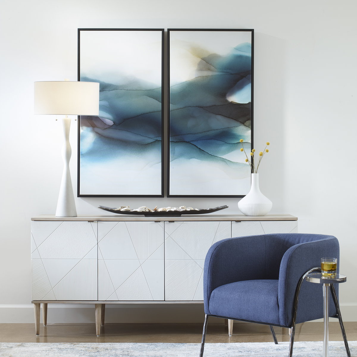 September Desert Modern Watercolor Art Set/2, by Uttermost, 25.25" width x 49.25" height x 1.56" depth View 2