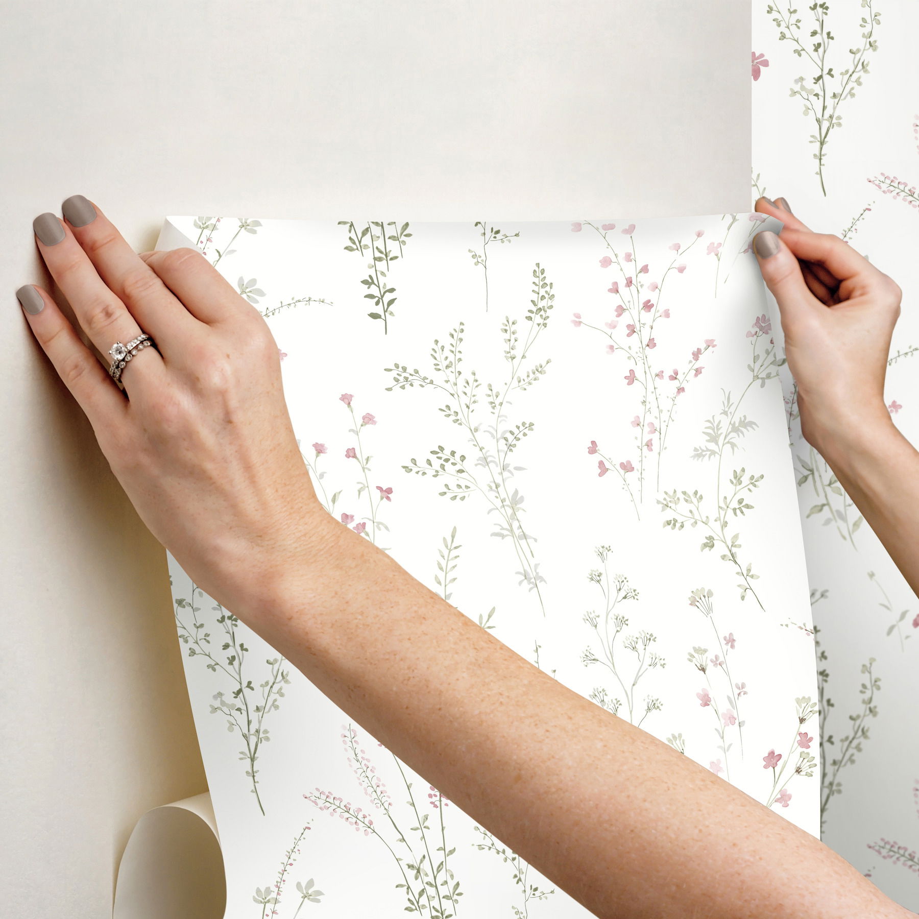 Wildflower Sprigs Multicolor Peel & Stick Wallpaper large image 