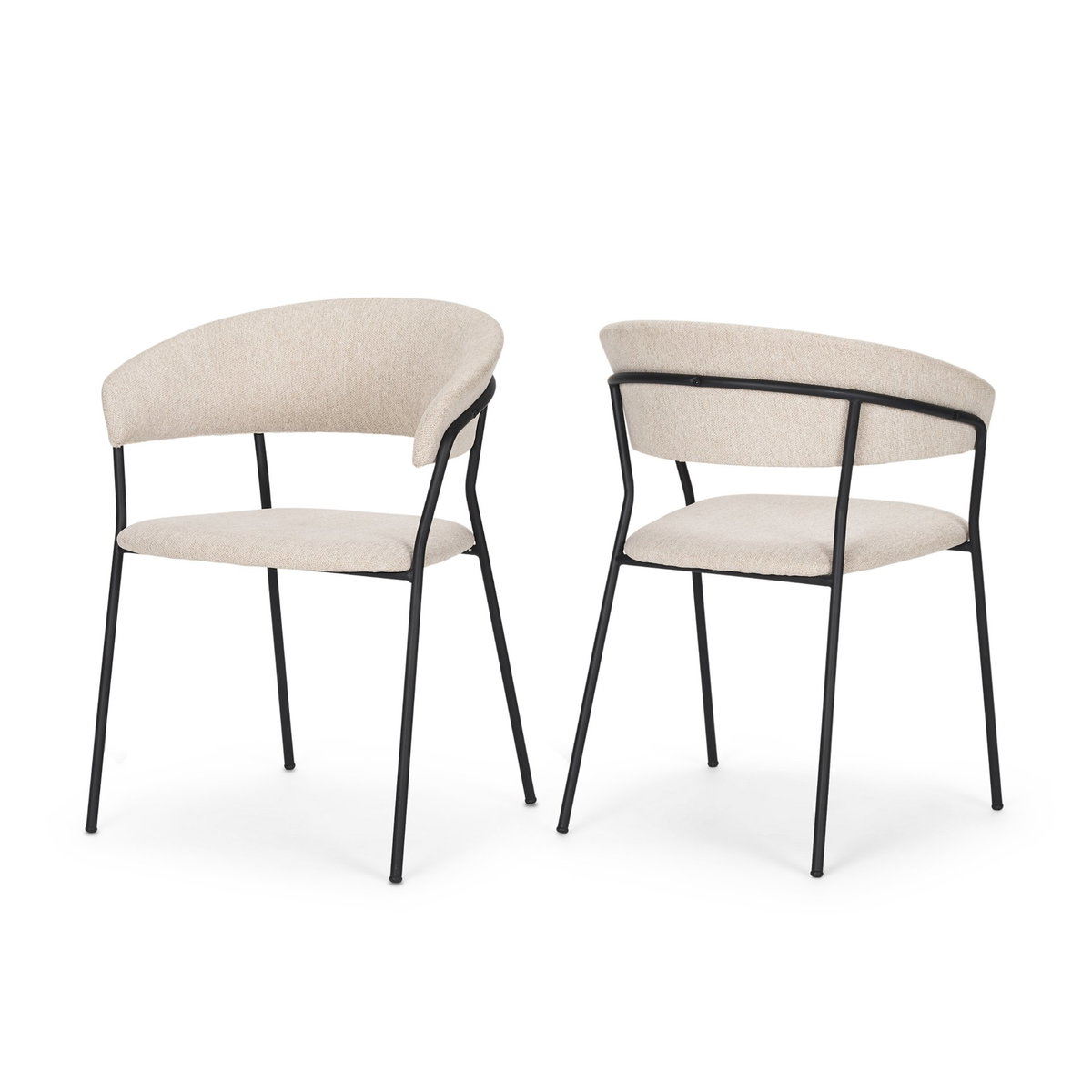 Carolyn Contoured Back Dining Side Chair | Oatmeal Fabric with Metal, Dining Chair by Mercana, 20.5" length x 23.75" width x 31" height View 6