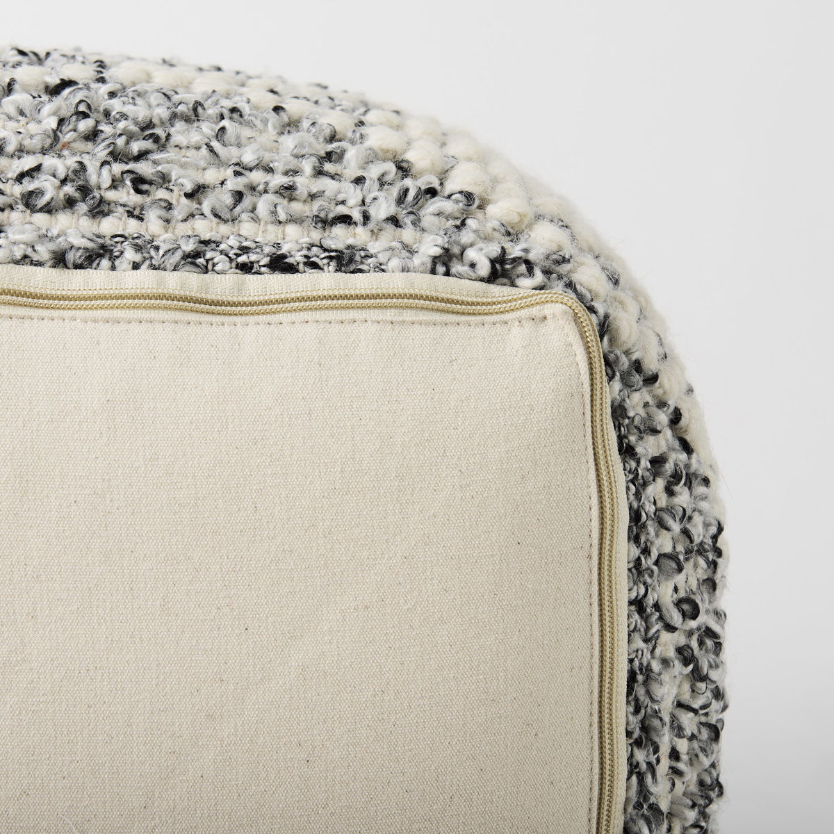 Ekiya   Black/White Yarn and Wool Patterened Pouf, Ottoman by Mercana, 16" length x 16" width x 16" height View 11