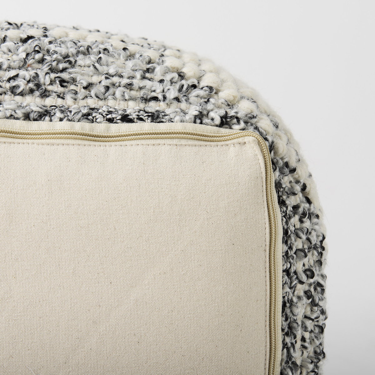 Ekiya   Black/White Yarn and Wool Patterened Pouf, Ottoman by Mercana, 16" length x 16" width x 16" height View 11