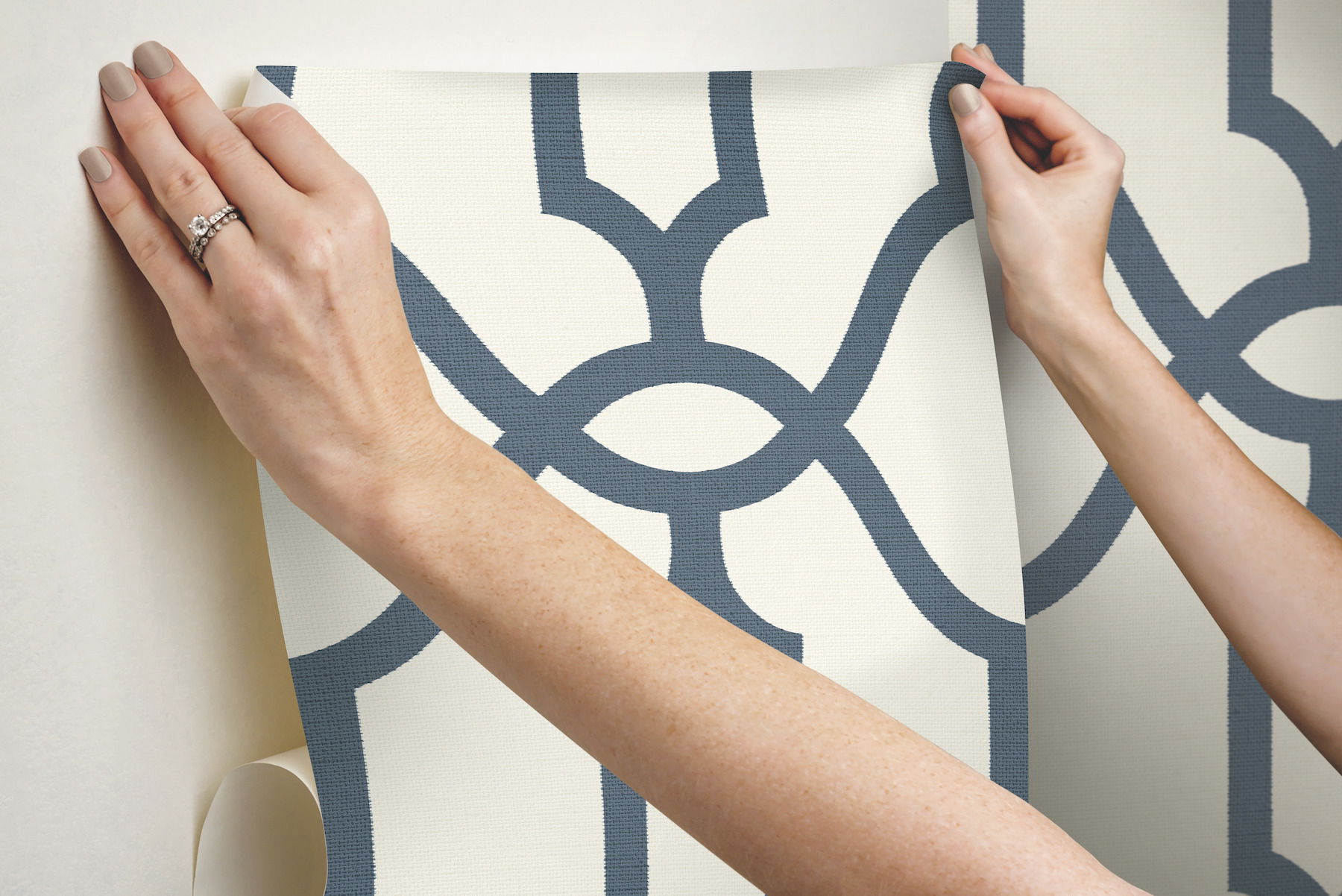 Magnolia Home Woven Trellis Blue & White Peel & Stick Wallpaper large image 