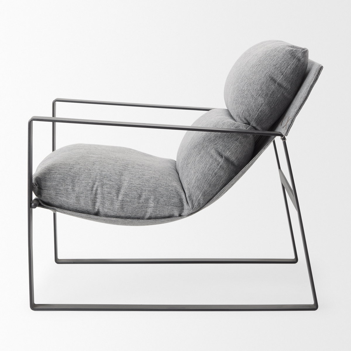 Guilia Castlerock Gray With Metal Frame Sling Accent Chair, by Mercana, 26.77" length x 34.88" width x 29.96" height View 8
