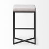 Frodo 26' Seat Height White Fabric Seat Black Metal Base Stool thumbnail 4