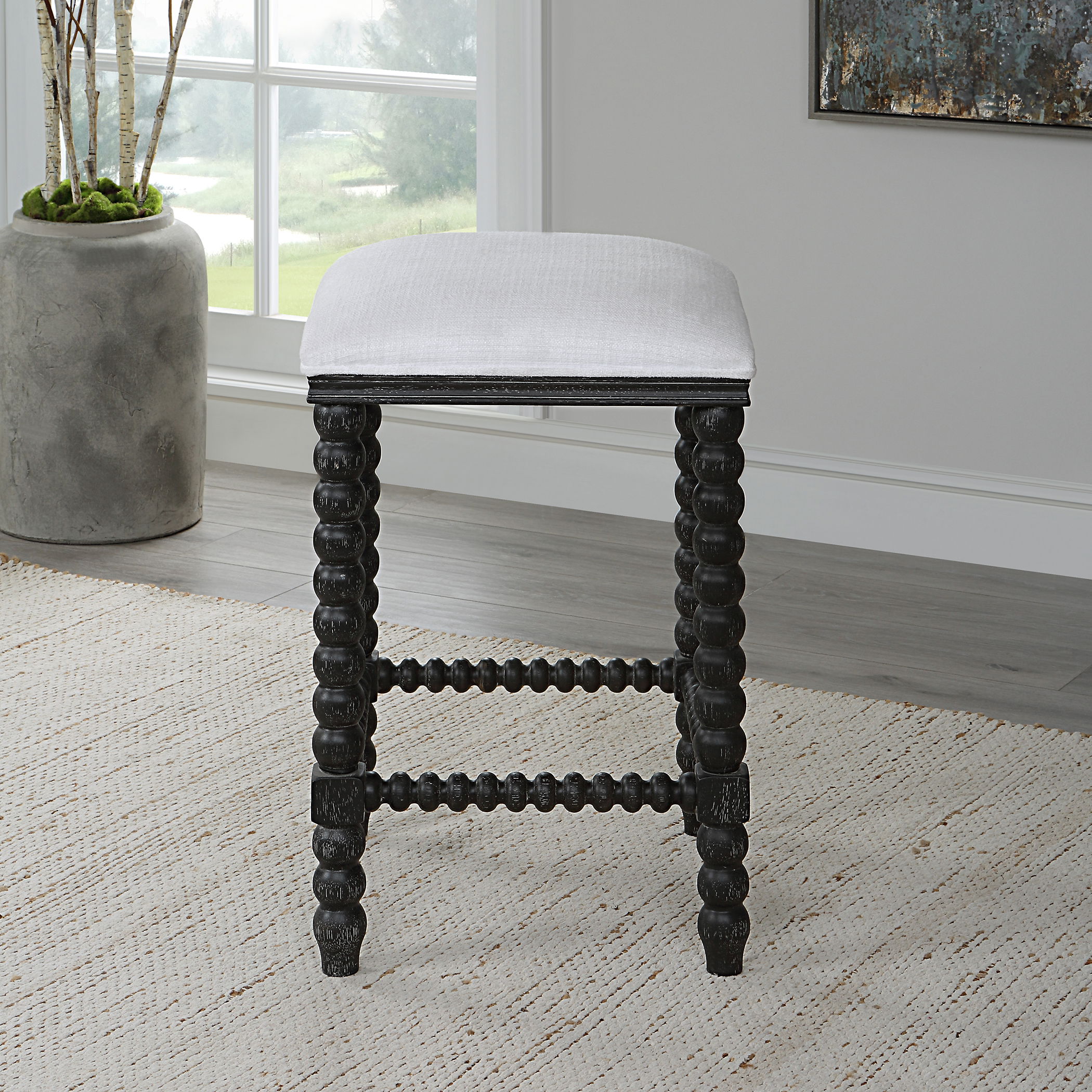 Pryce Black Backless Counter Stool large image 