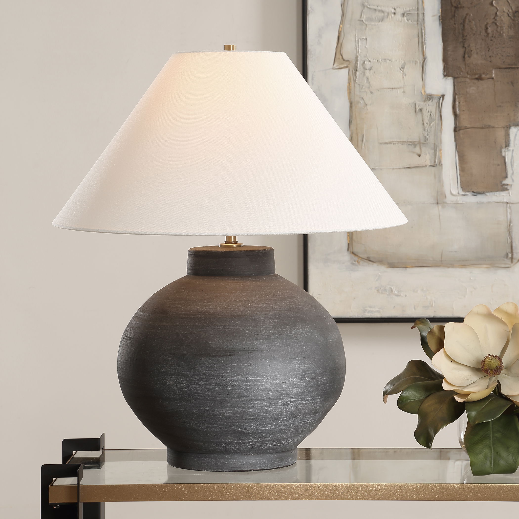 Tramore Rustic Charcoal Table Lamp large image 